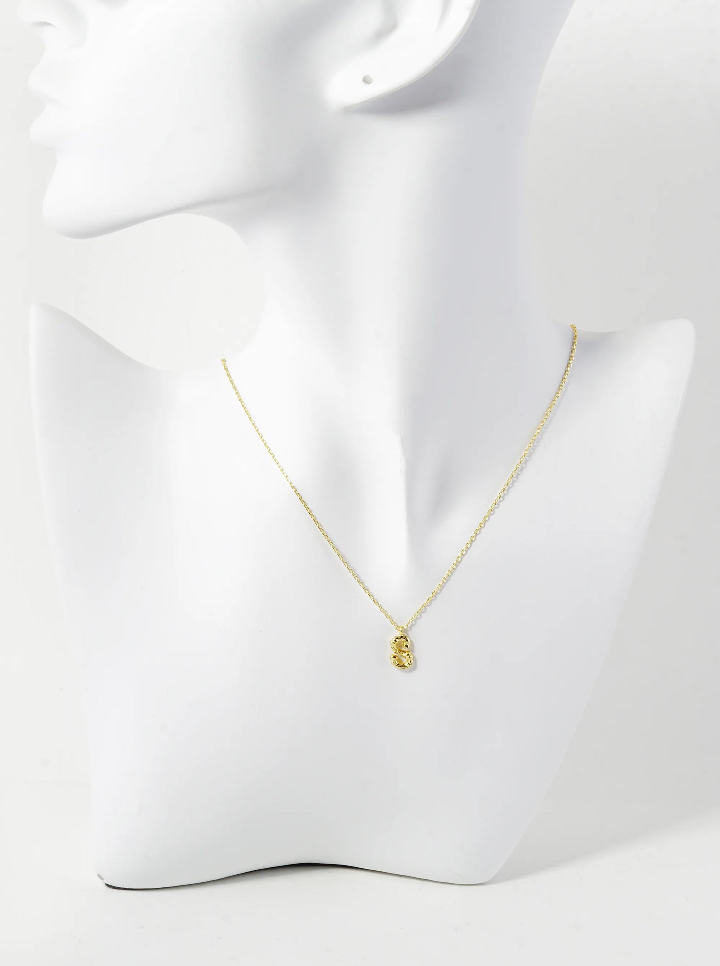 18K Gold Dipped 9mm Bamboo Initial Pendant Necklace