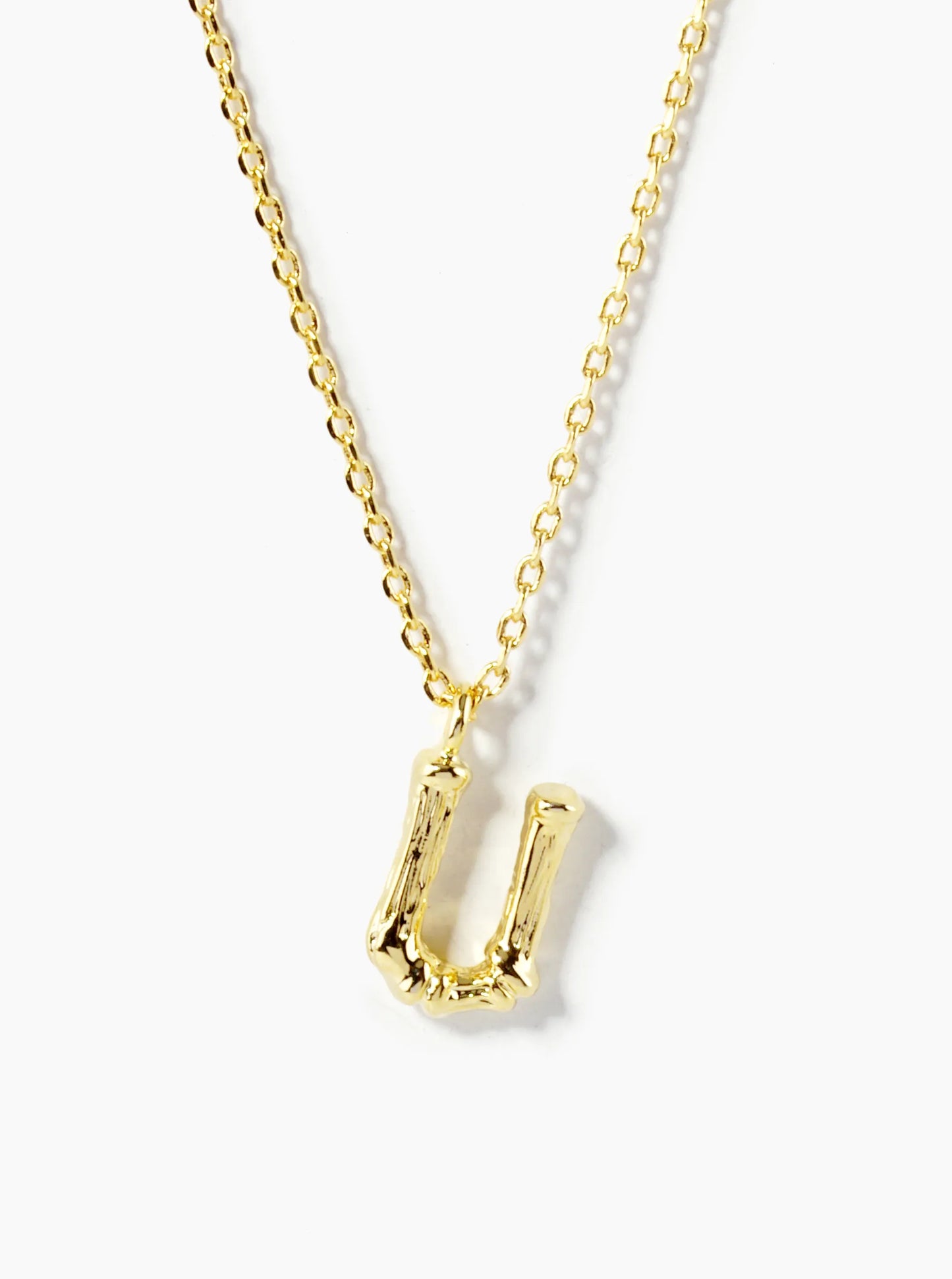 18K Gold Dipped 9mm Bamboo Initial Pendant Necklace