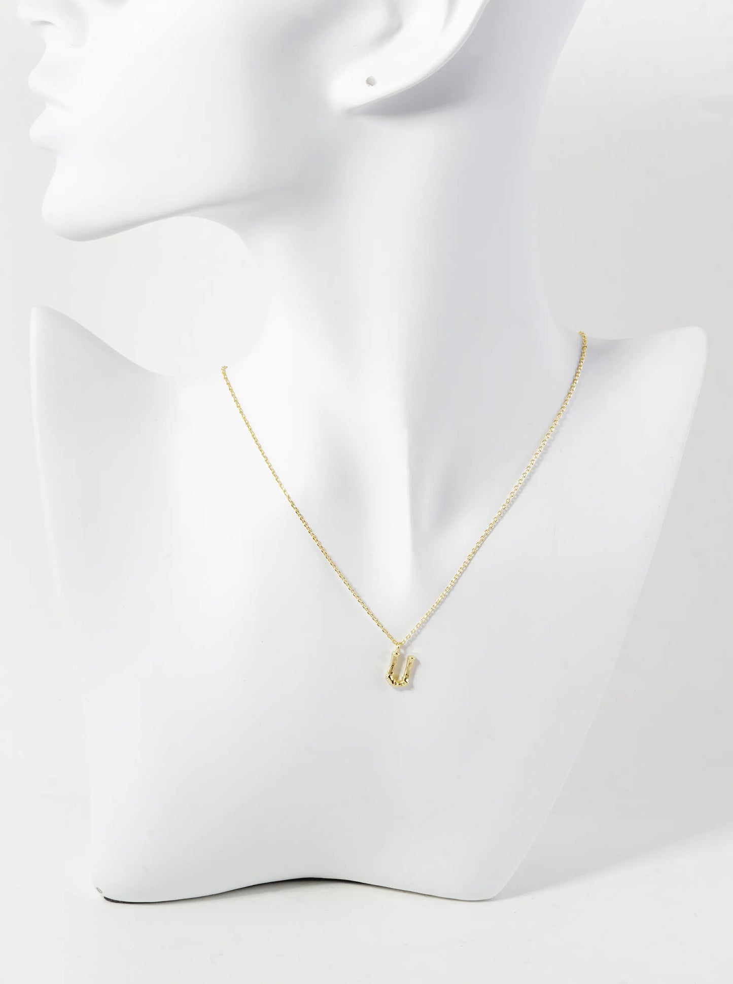 18K Gold Dipped 9mm Bamboo Initial Pendant Necklace