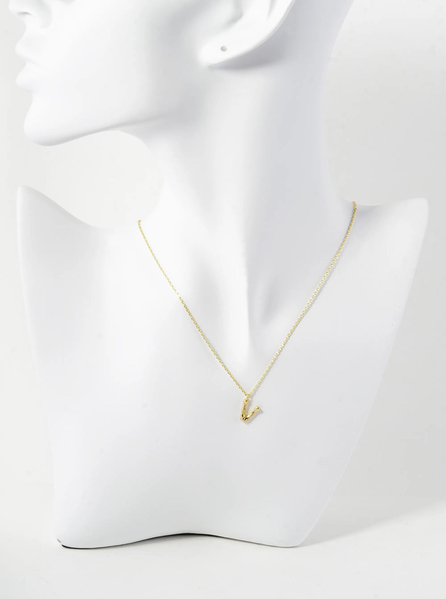 18K Gold Dipped 9mm Bamboo Initial Pendant Necklace