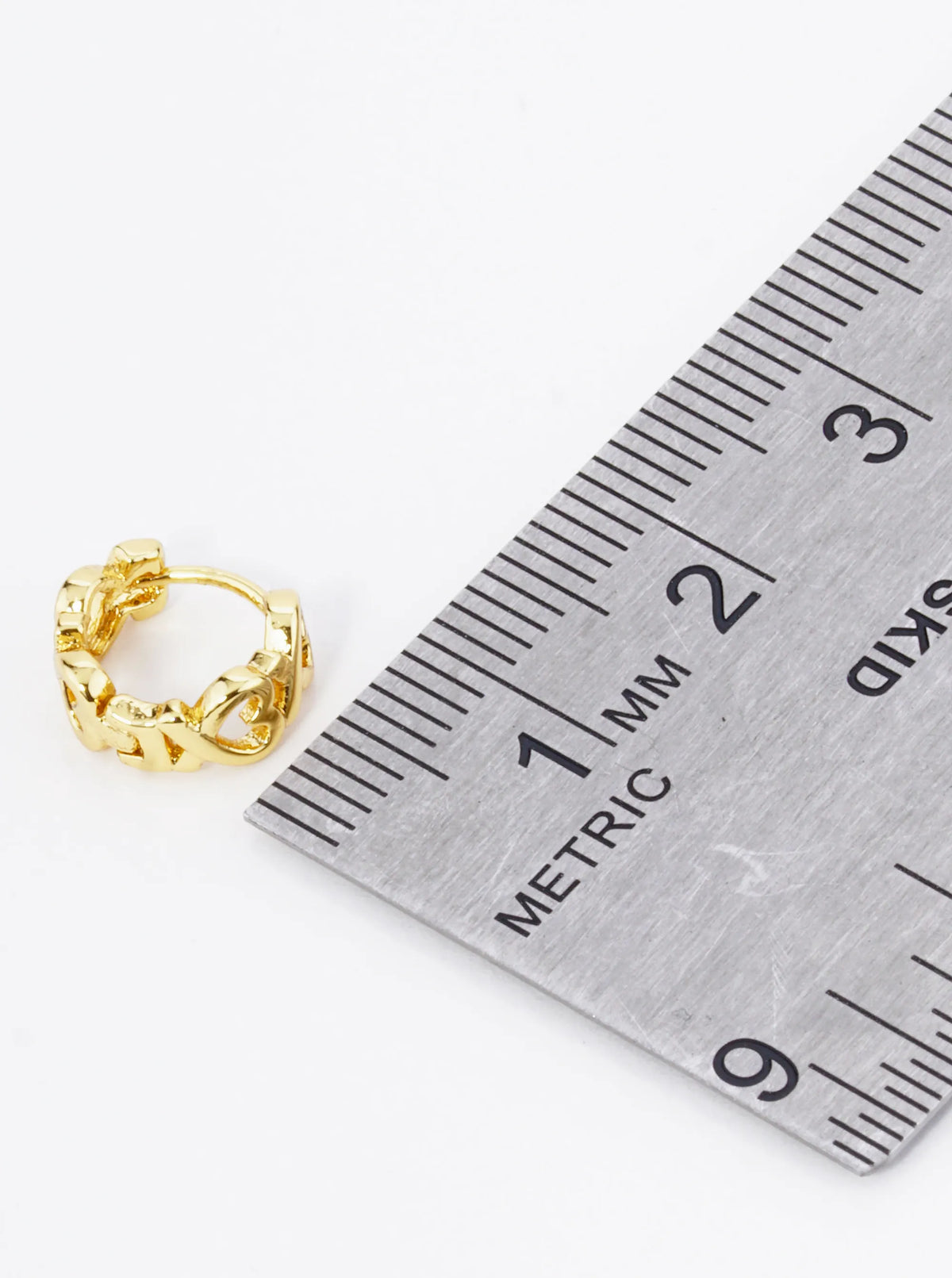 18K Gold Dipped 9mm Brass Heart Huggie Hoop Earrings