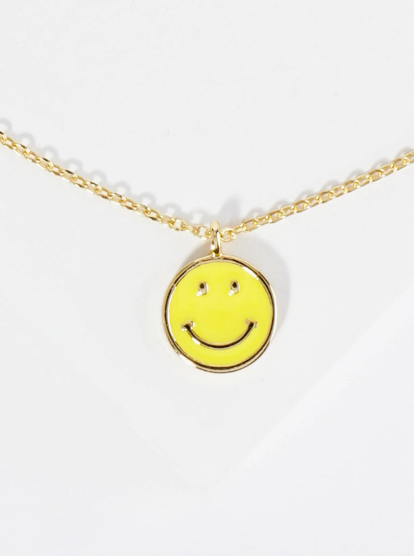 18K Gold Dipped 9mm Enamel Smiley Face Charm Brass Chain Anklet