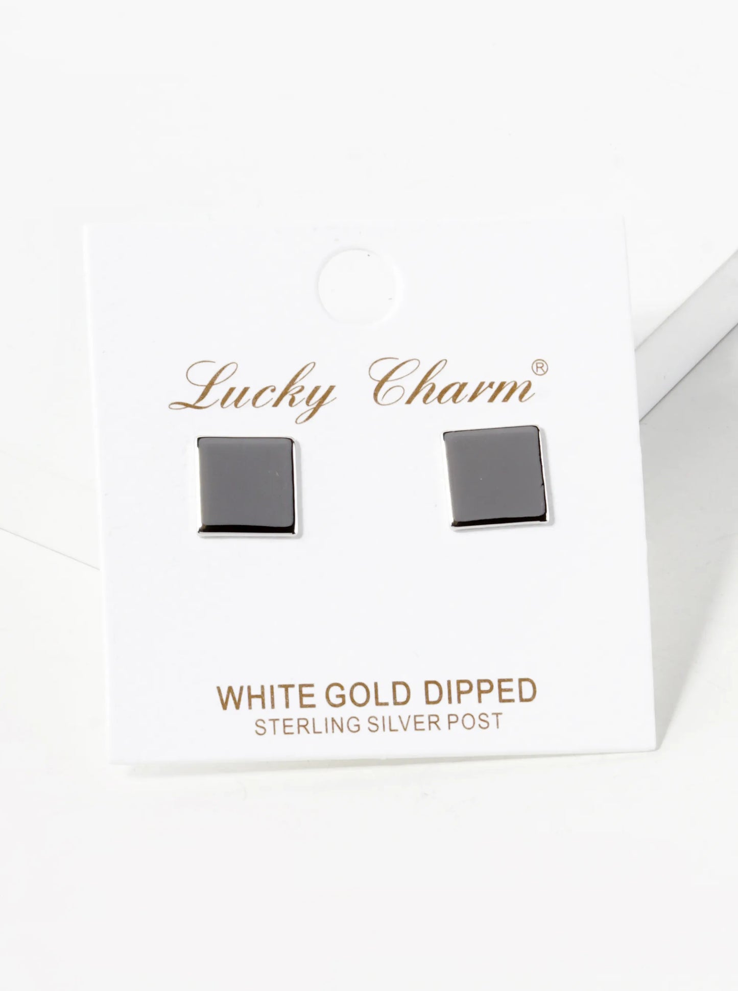 18K Gold Dipped 9mm Flat Square Stud Earrings