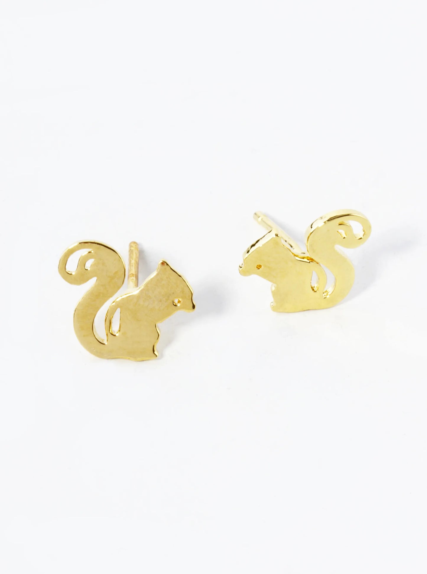 18K Gold Dipped 9mm Flat Squirrel Stud Earrings