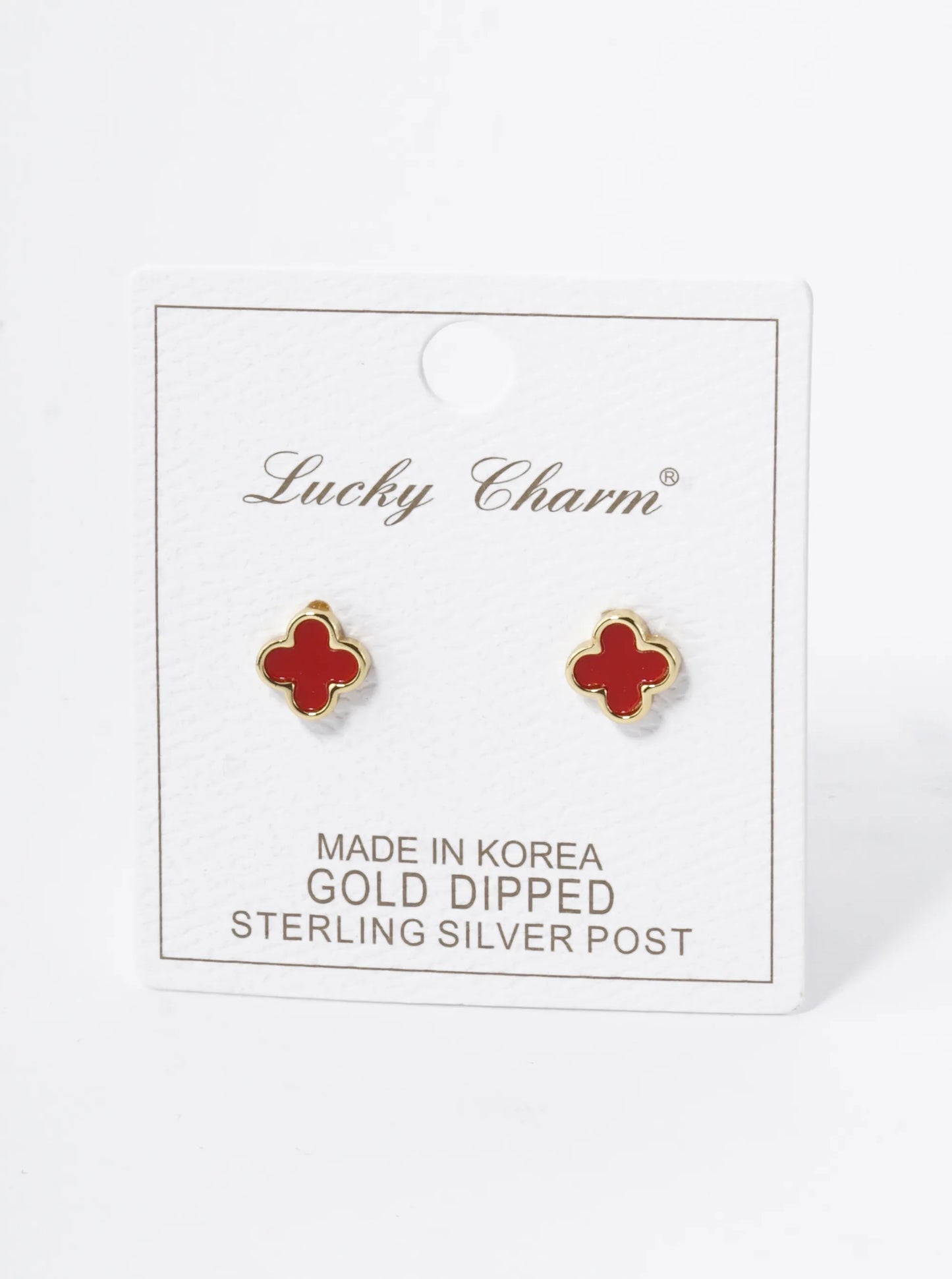 18K Gold Dipped 9mm Quatrefoil Stud Earrings