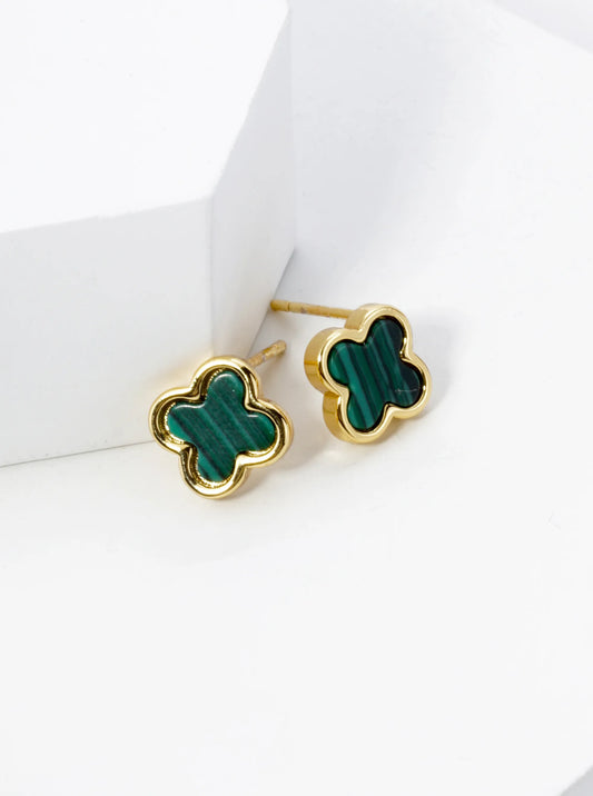 18K Gold Dipped 9mm Quatrefoil Stud Earrings