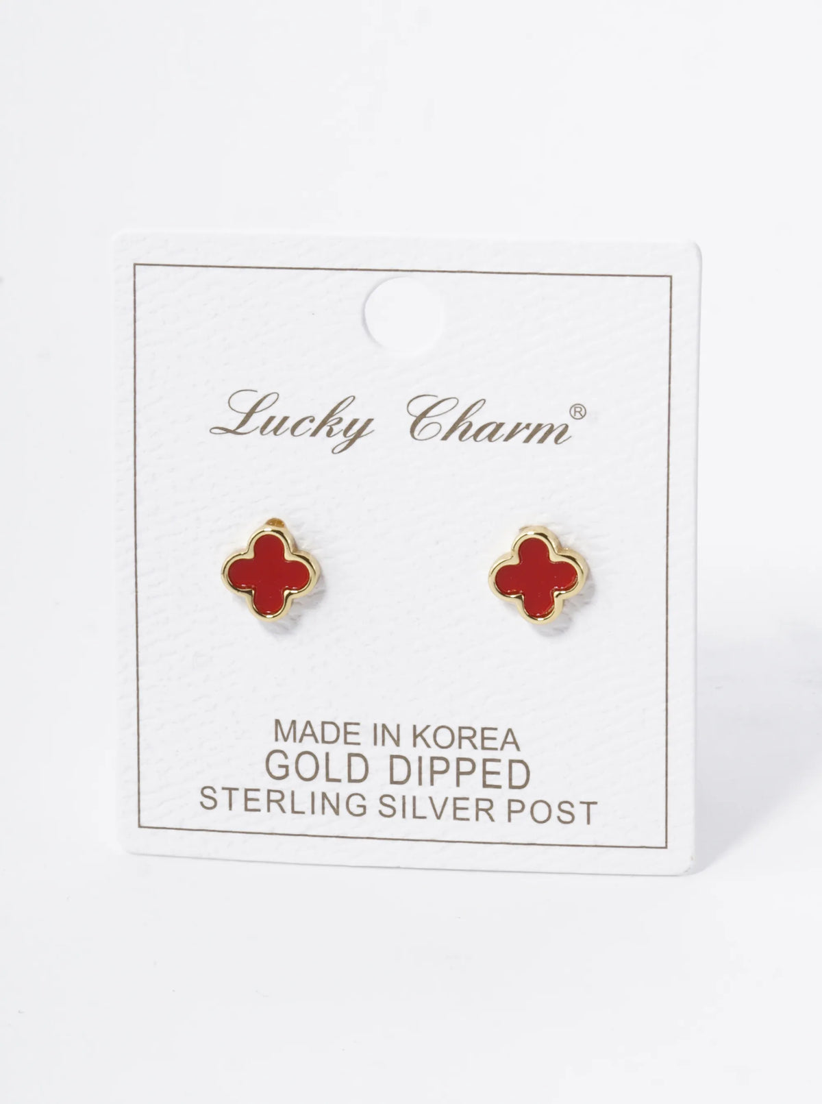 18K Gold Dipped 9mm Quatrefoil Stud Earrings