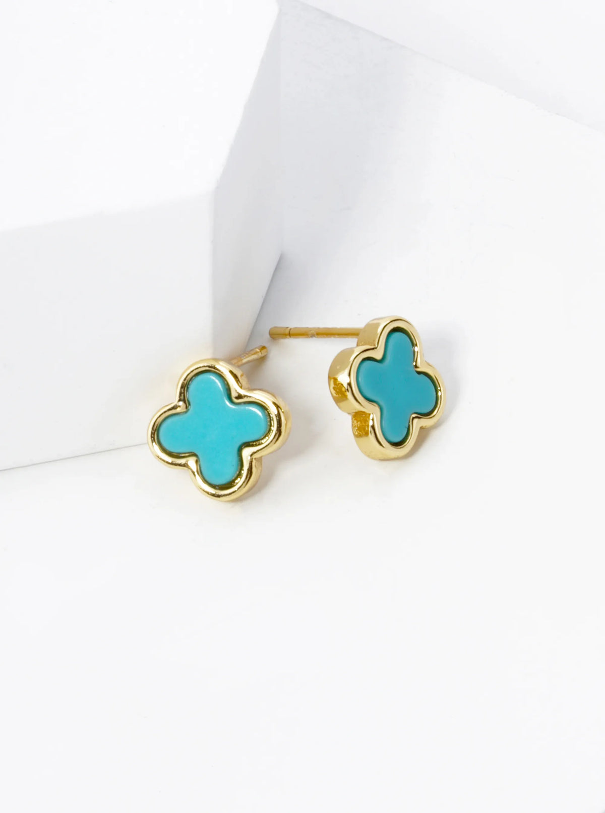 18K Gold Dipped 9mm Quatrefoil Stud Earrings