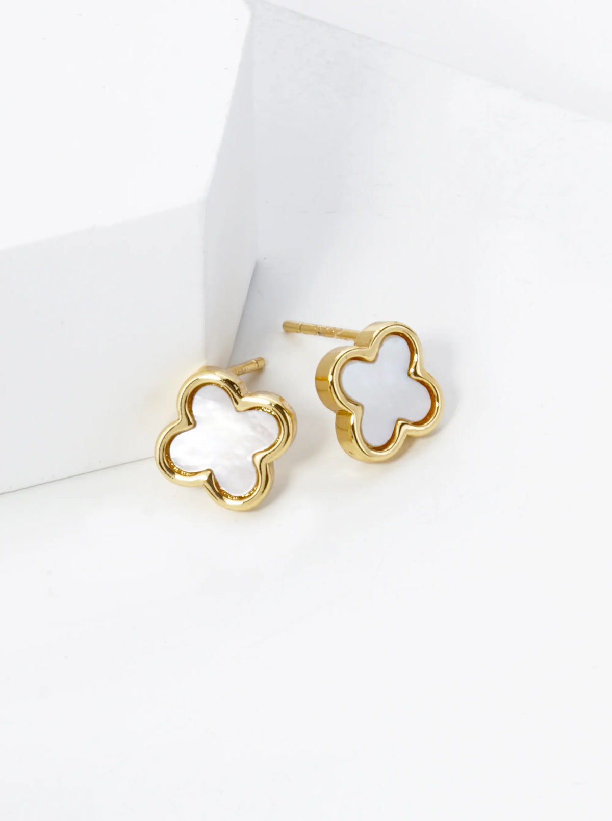 18K Gold Dipped 9mm Quatrefoil Stud Earrings