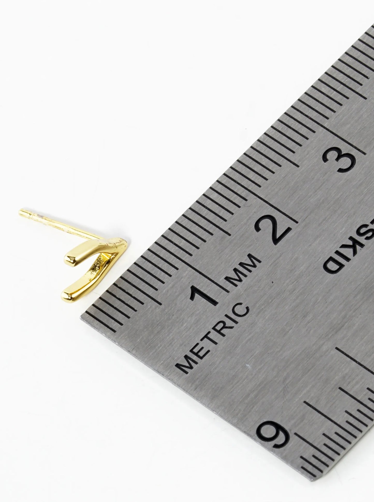 18K Gold Dipped 9mm Wishbone Stud Earrings