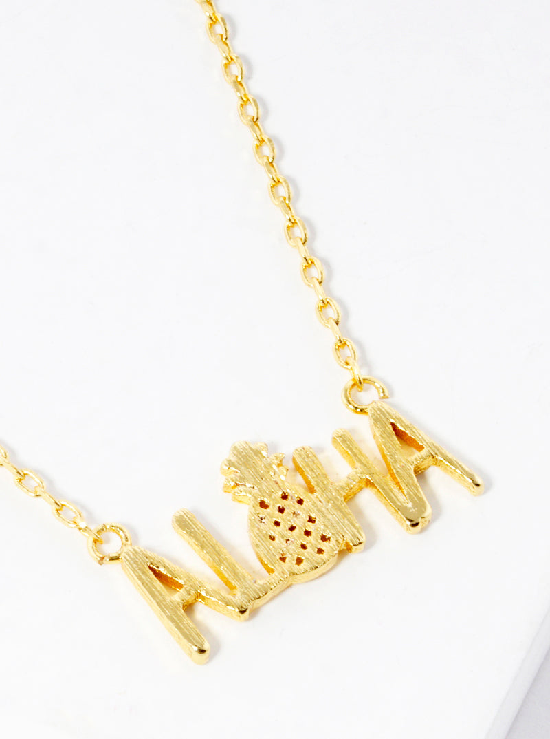18K Gold Dipped Aloha Pineapple Pendant Delicate Necklace