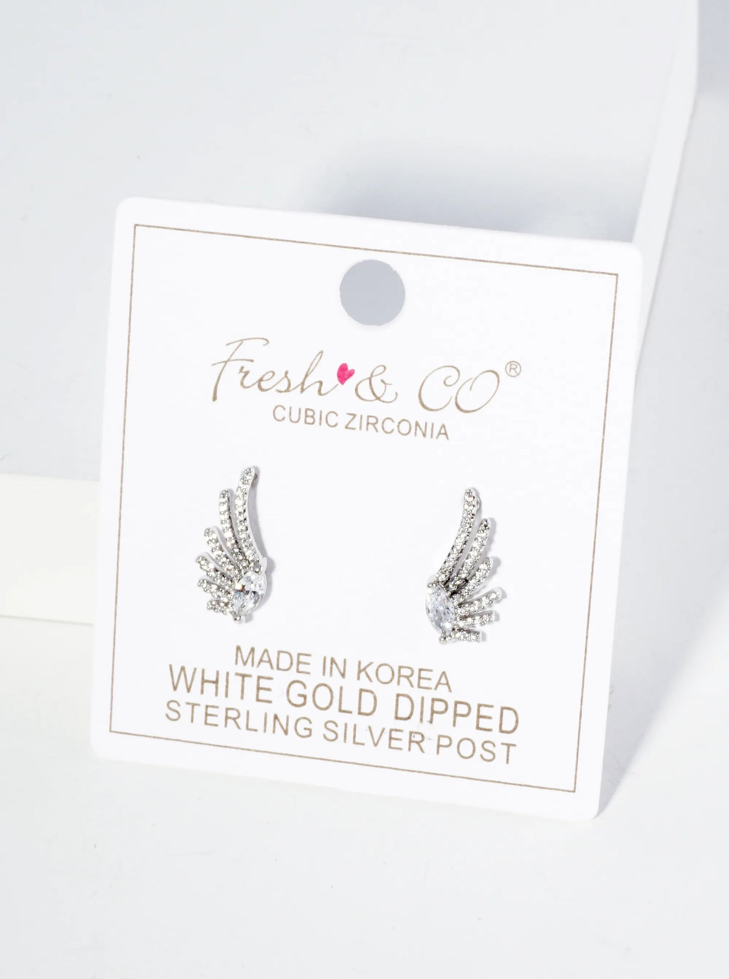 18K Gold Dipped Angel Wings Cubic Zirconia Stud Earrings
