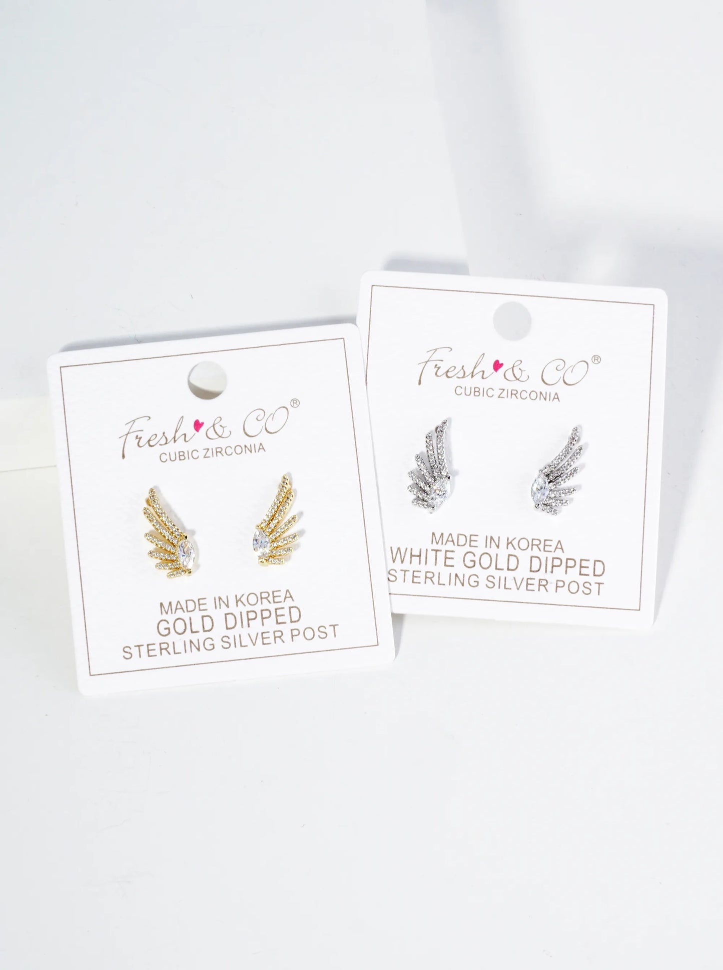 18K Gold Dipped Angel Wings Cubic Zirconia Stud Earrings