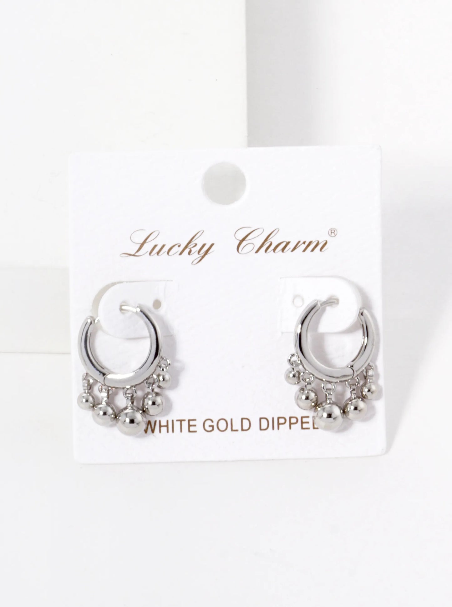 18K Gold Dipped Ball Beads Drop 13mm Huggie Hoop Earrings