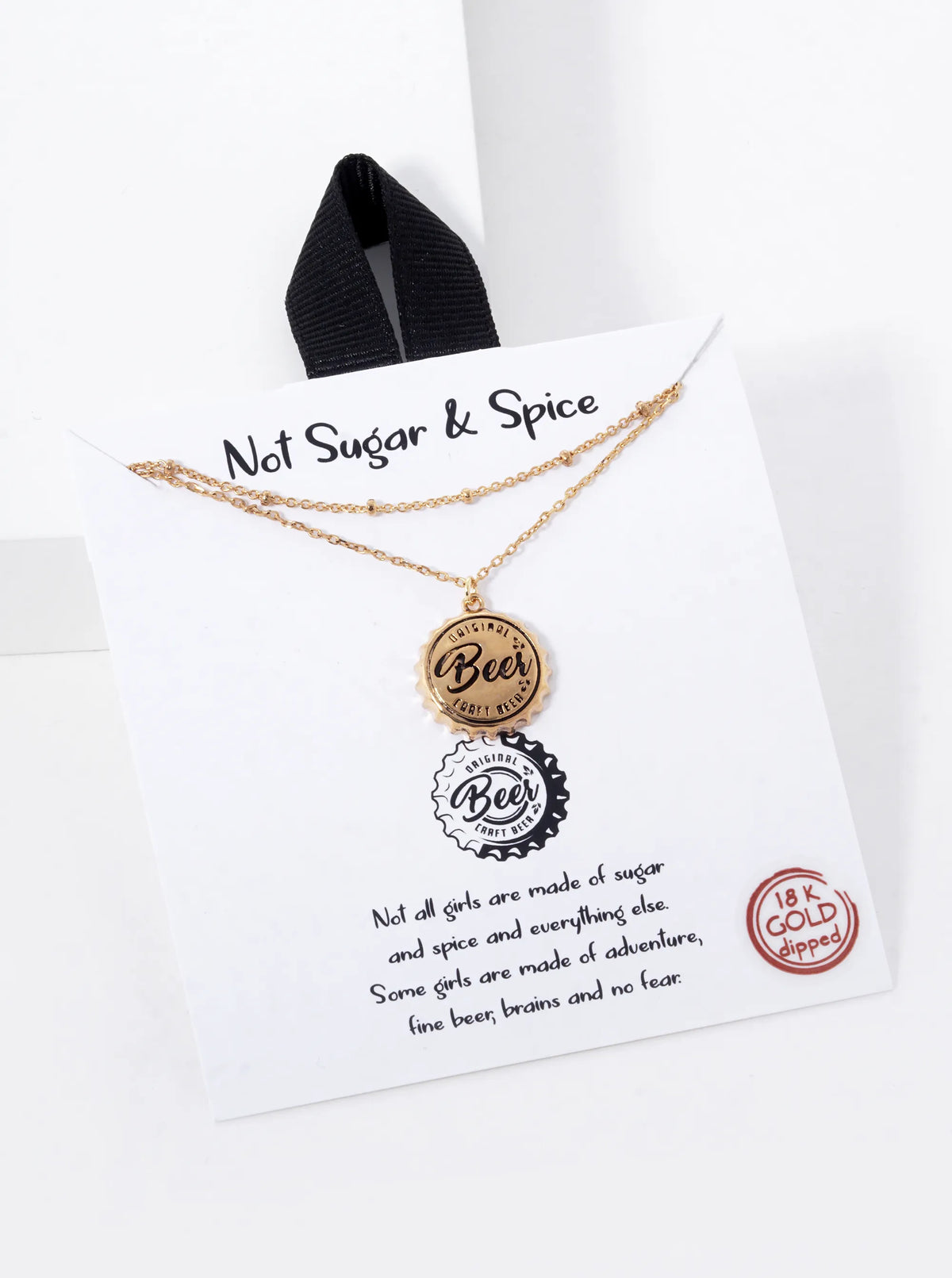18K Gold Dipped Beer Cap Double Layered Necklace