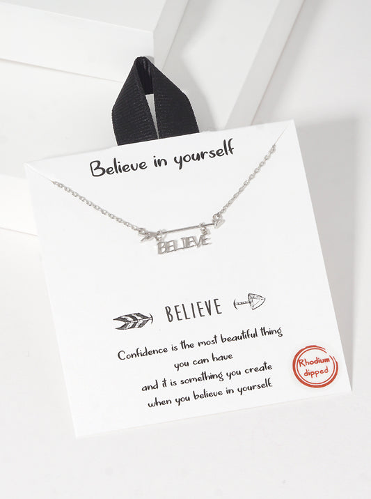 18K-Gold-Dipped Believe Arrow Pendant Delicate Necklace