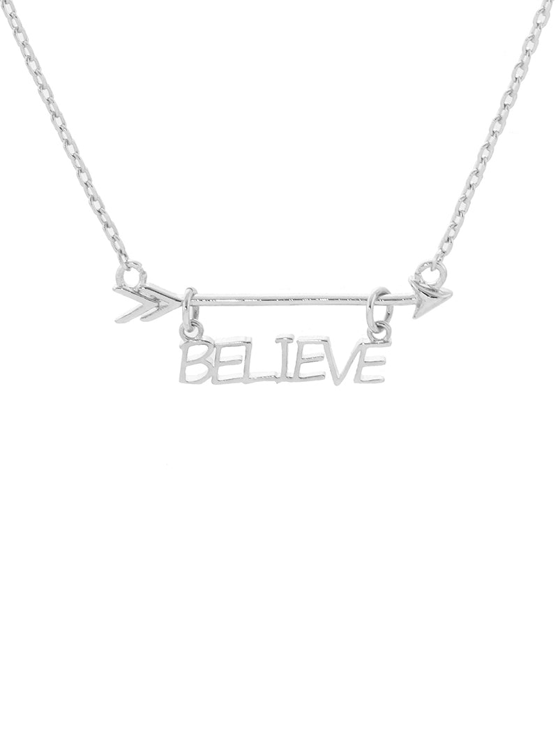 18K-Gold-Dipped Believe Arrow Pendant Delicate Necklace