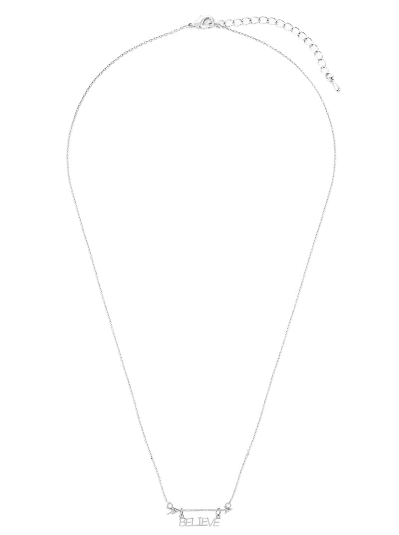 18K-Gold-Dipped Believe Arrow Pendant Delicate Necklace