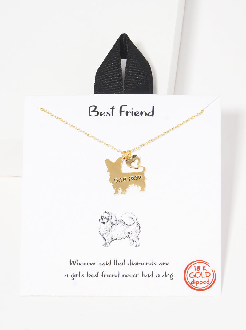 White Gold Dipped Best Friend Dog Mom Pedant Necklace