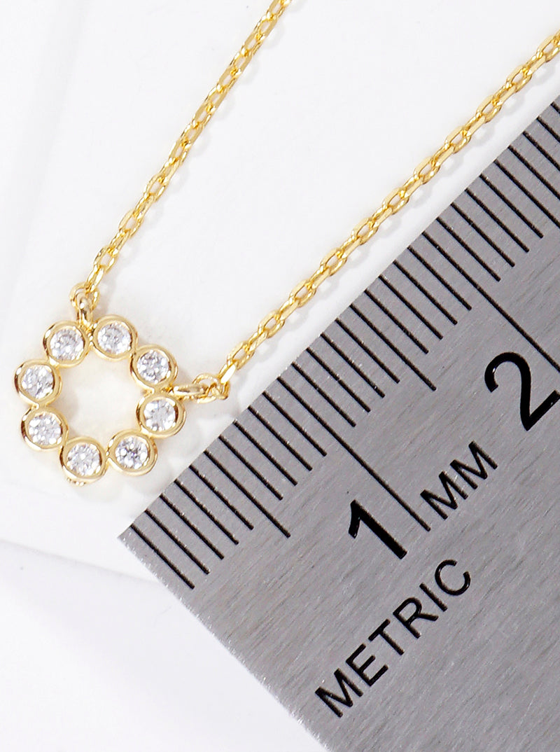 18K Gold Dipped Bezel CZ Circle Pendant Delicate Necklace