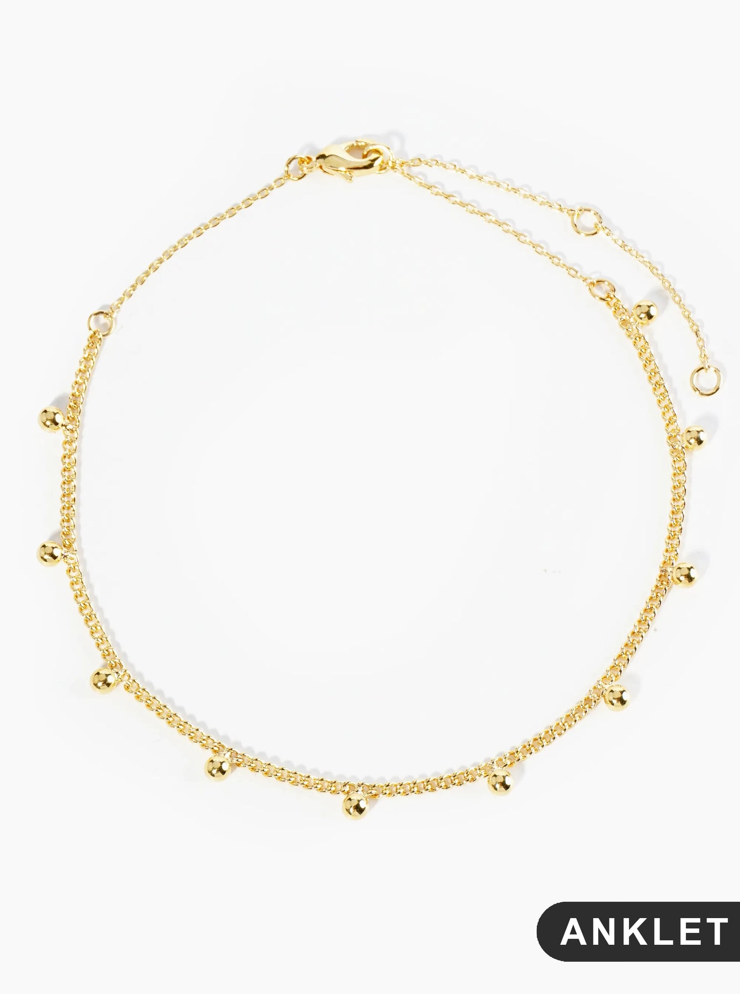 18K Gold Dipped Brass Ball Beaded Brass Satellite Anklet
