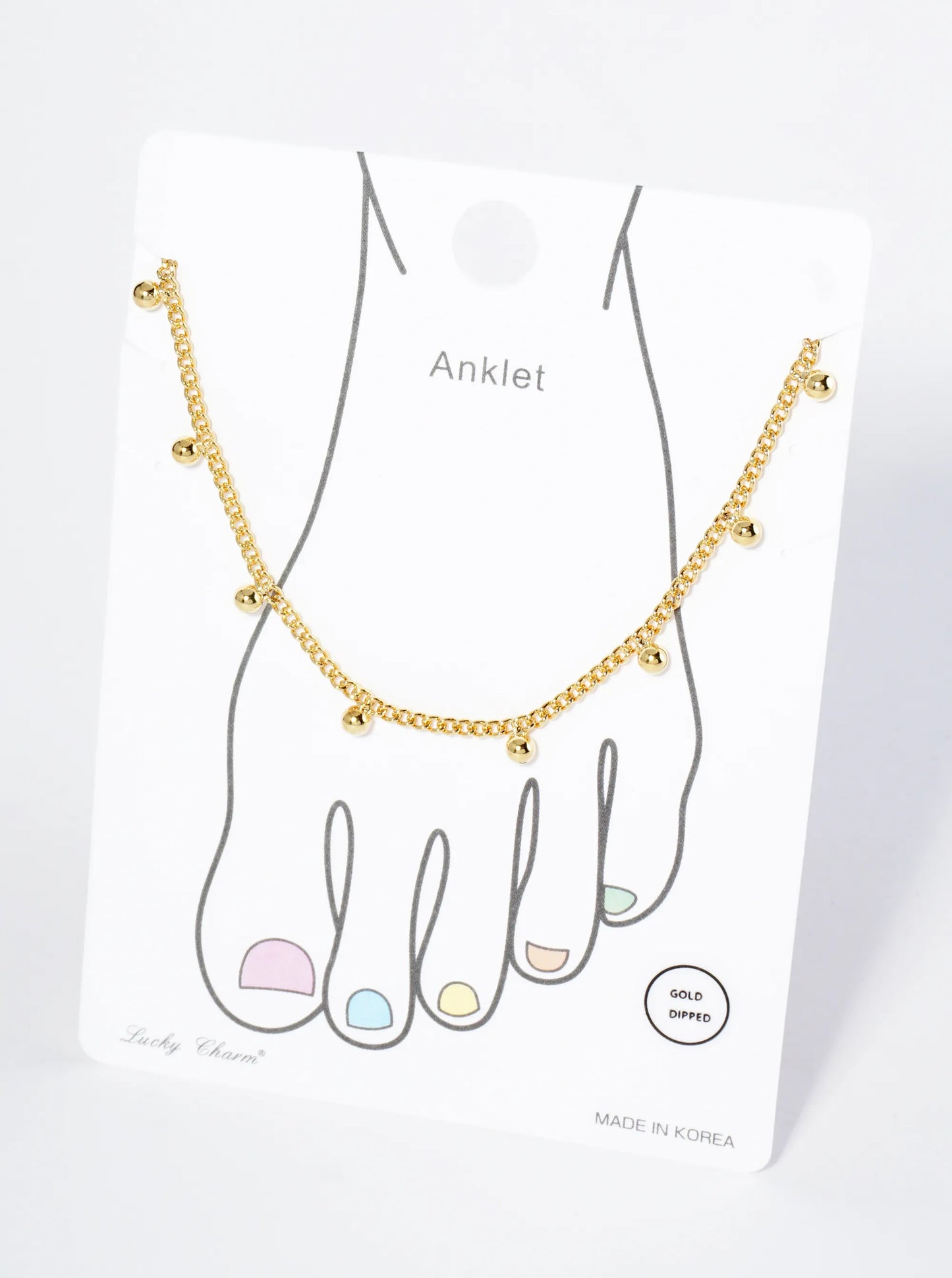 18K Gold Dipped Brass Ball Beaded Brass Satellite Anklet