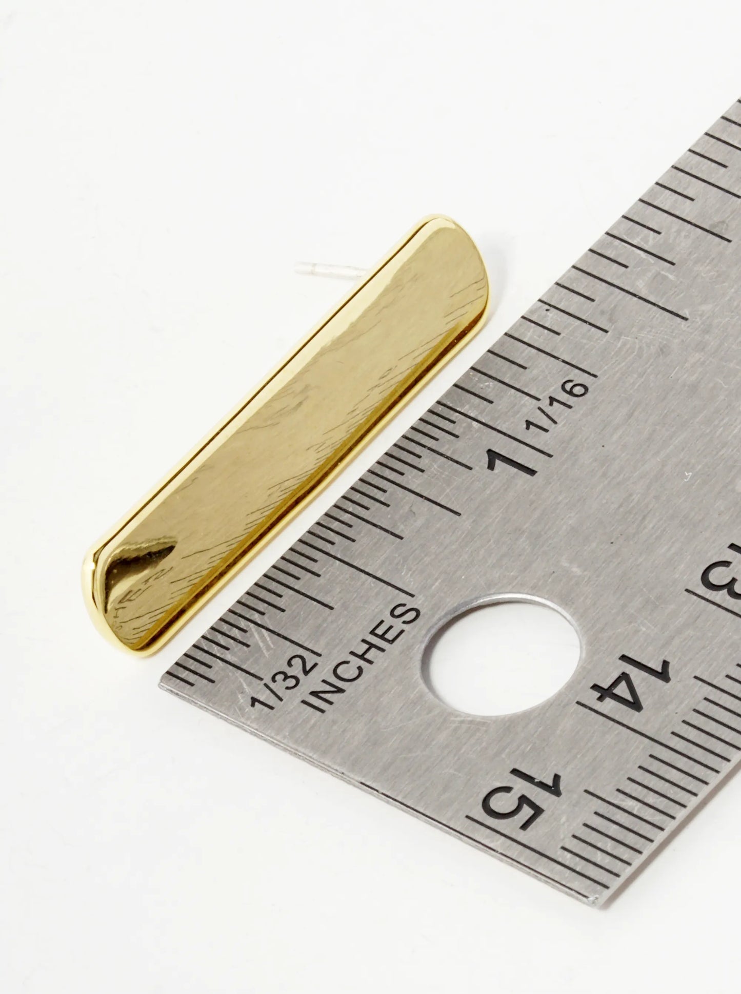 18K Gold Dipped Brass Bar Sterling Silver Post Stud Earrings