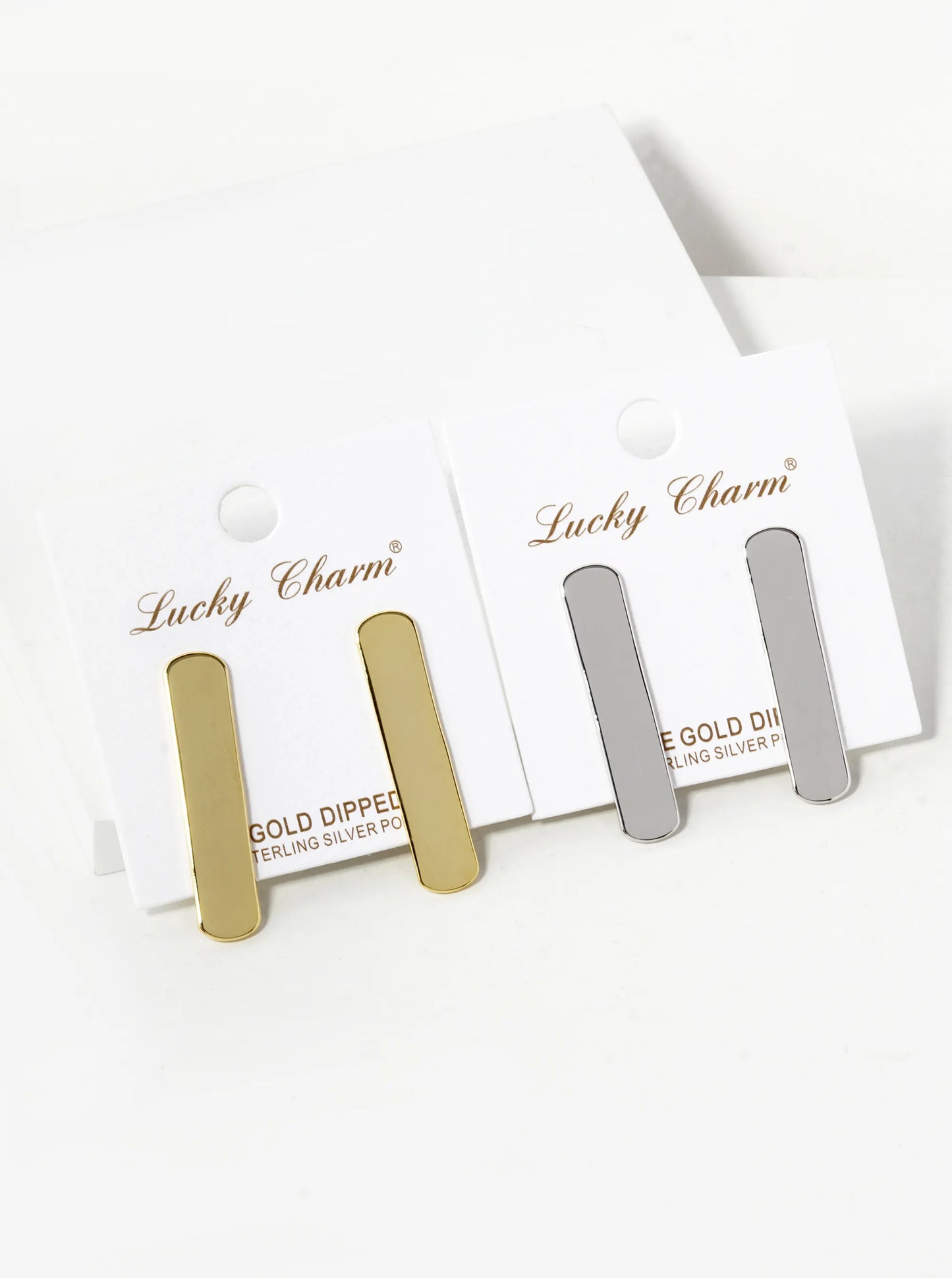 18K Gold Dipped Brass Bar Sterling Silver Post Stud Earrings