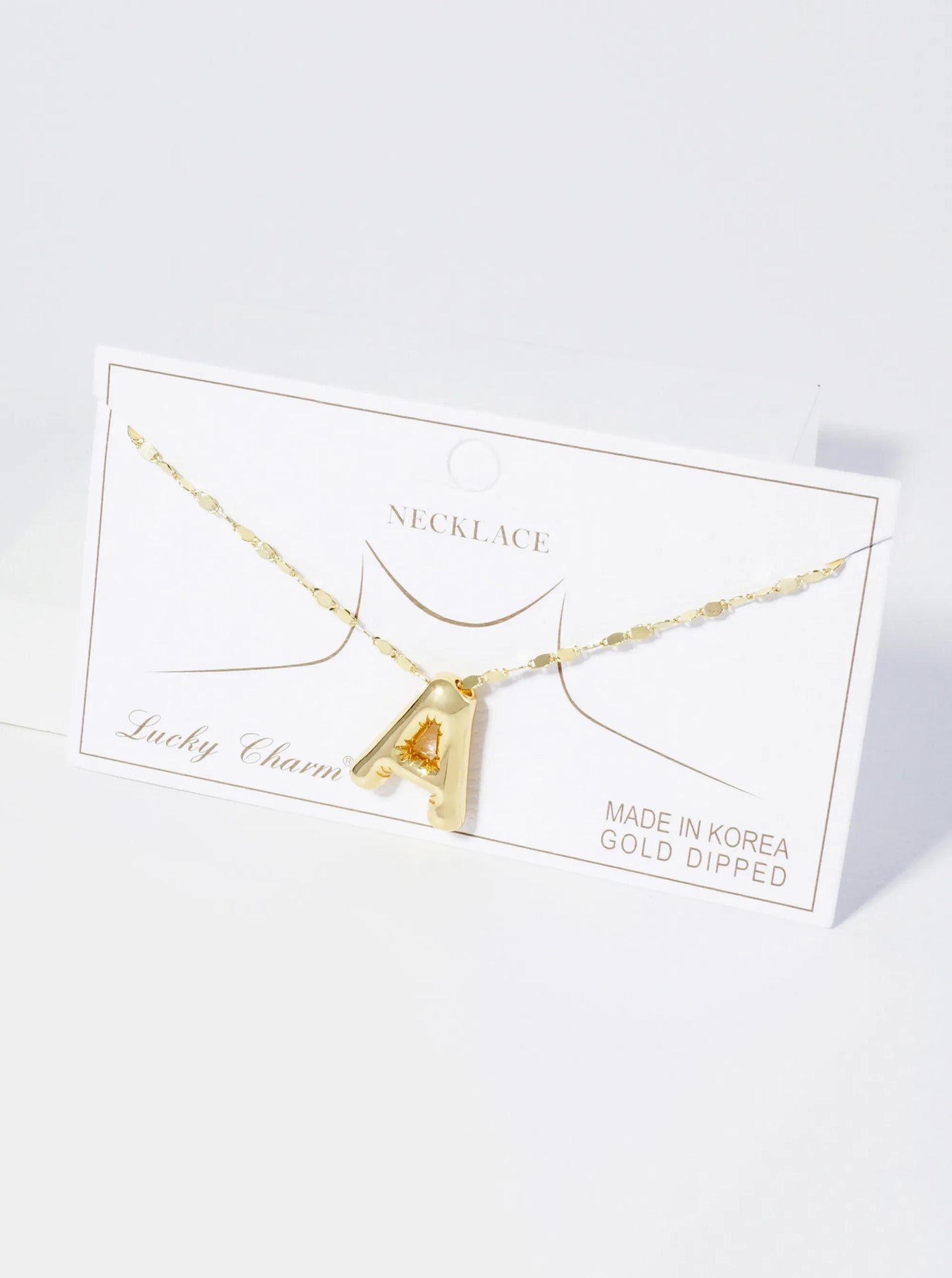 18K Gold Dipped Brass Bubble Initial Pendant Necklace