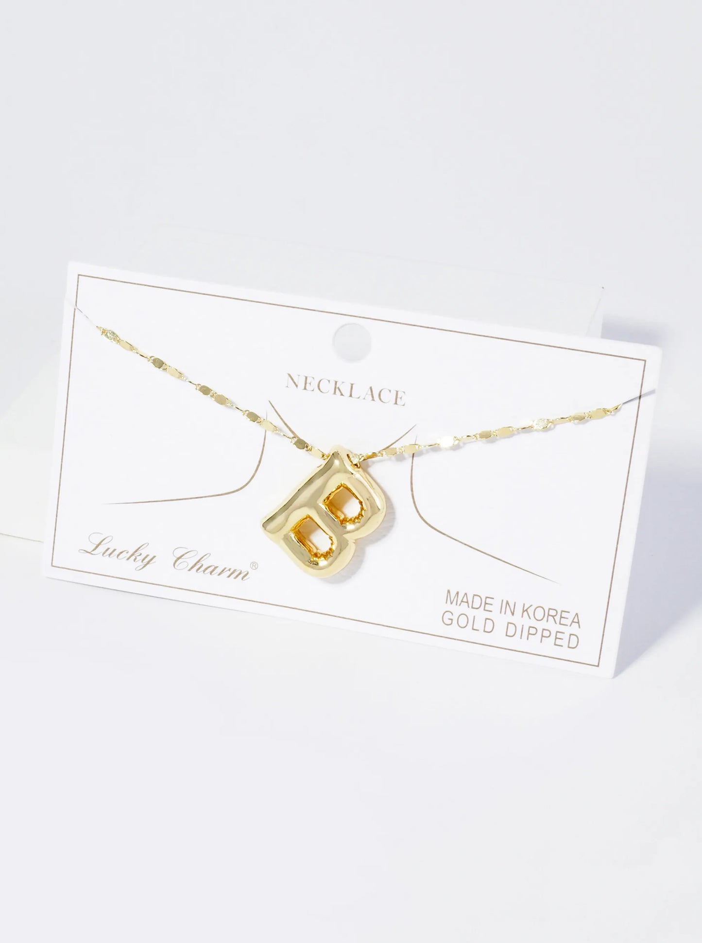 18K Gold Dipped Brass Bubble Initial Pendant Necklace