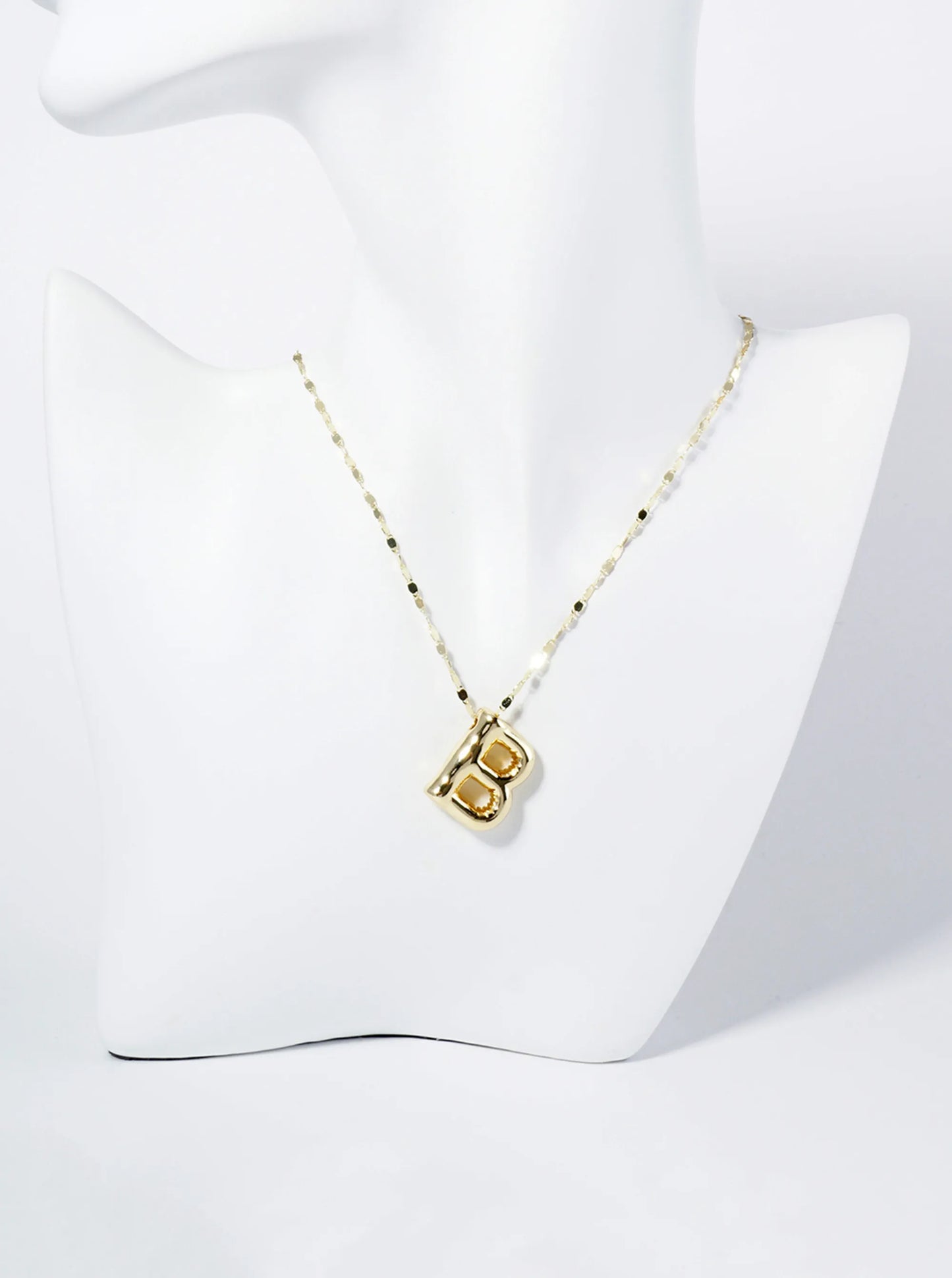 18K Gold Dipped Brass Bubble Initial Pendant Necklace