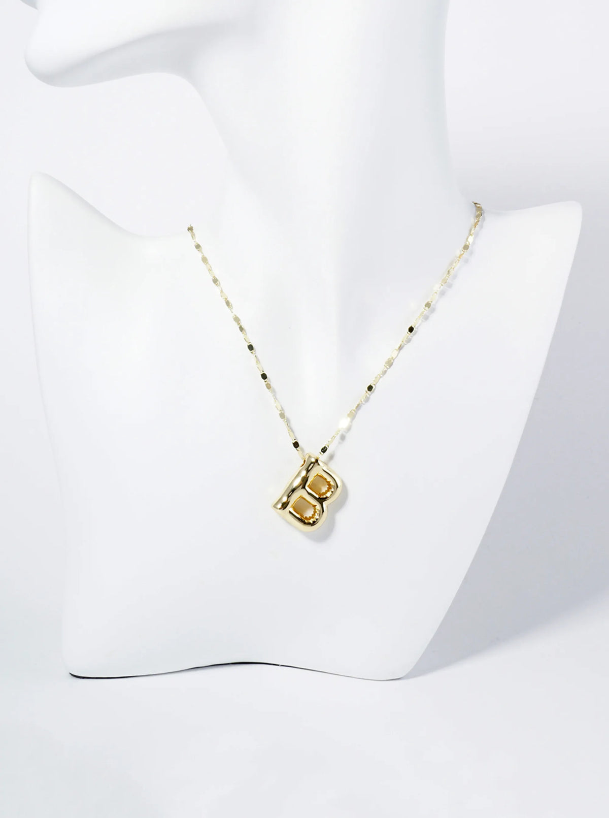 18K Gold Dipped Brass Bubble Initial Pendant Necklace