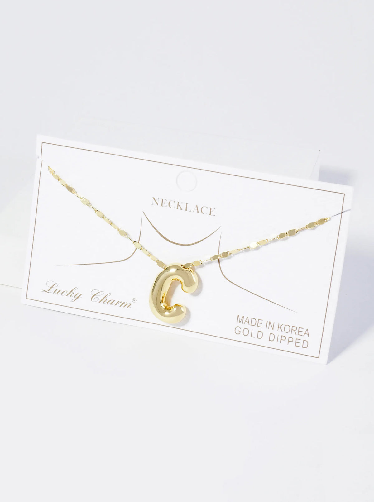 18K Gold Dipped Brass Bubble Initial Pendant Necklace