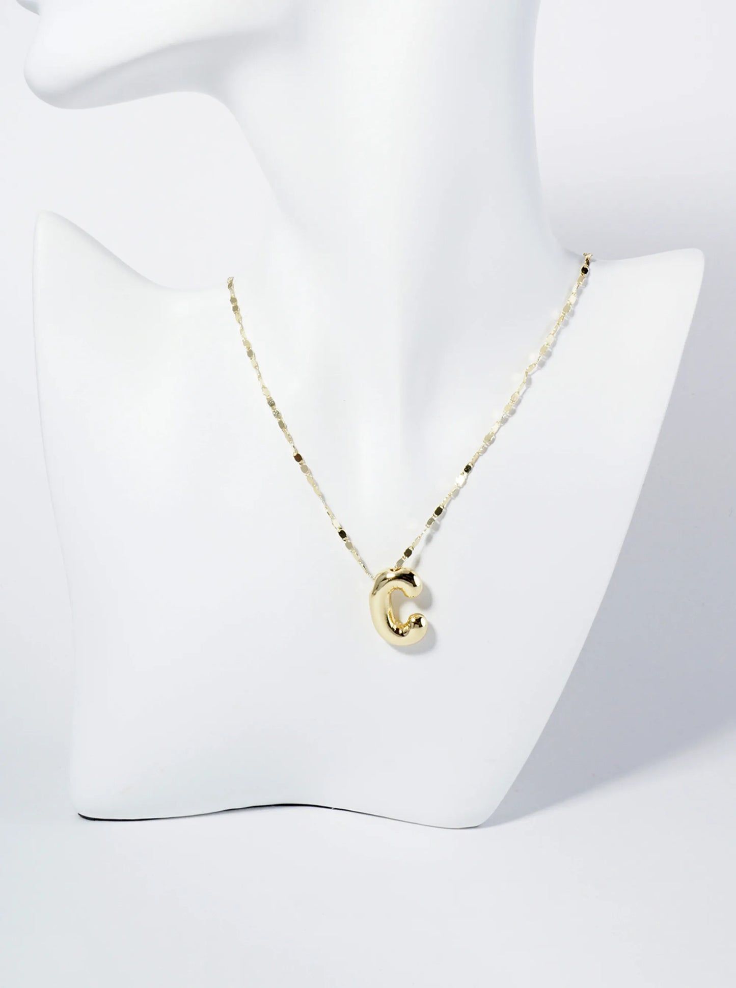18K Gold Dipped Brass Bubble Initial Pendant Necklace