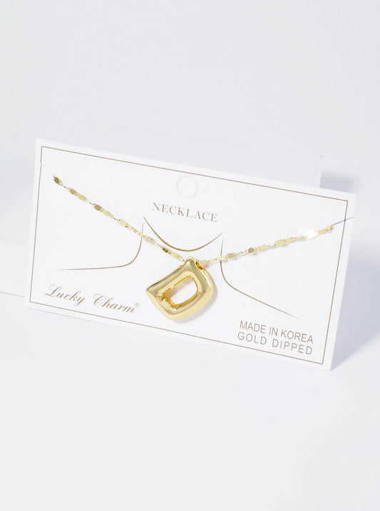 18K Gold Dipped Brass Bubble Initial Pendant Necklace