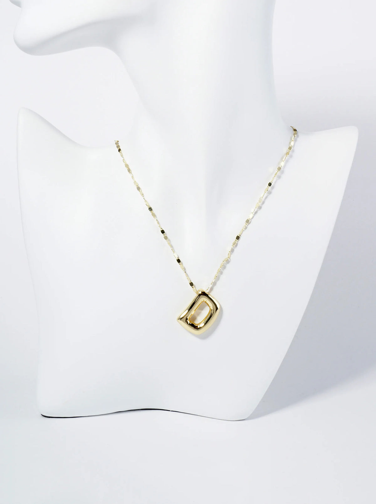 18K Gold Dipped Brass Bubble Initial Pendant Necklace