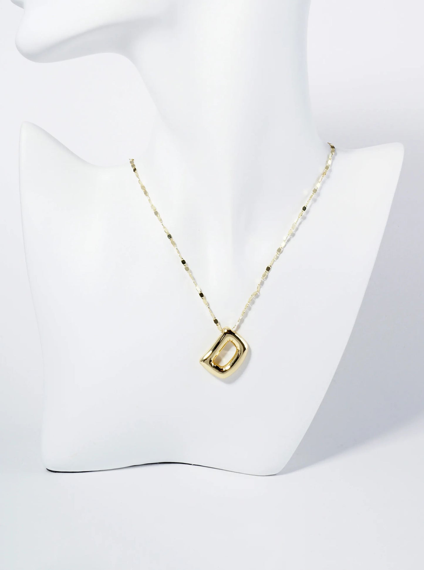 18K Gold Dipped Brass Bubble Initial Pendant Necklace