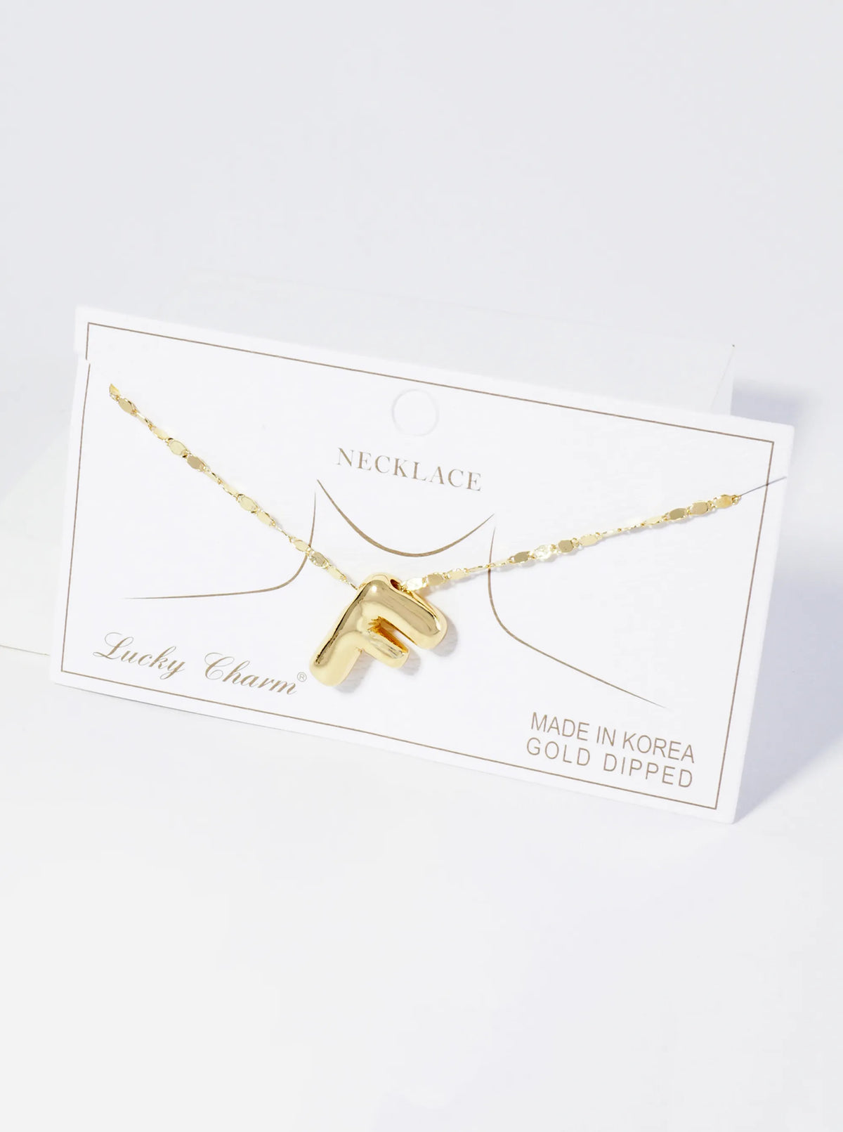 18K Gold Dipped Brass Bubble Initial Pendant Necklace