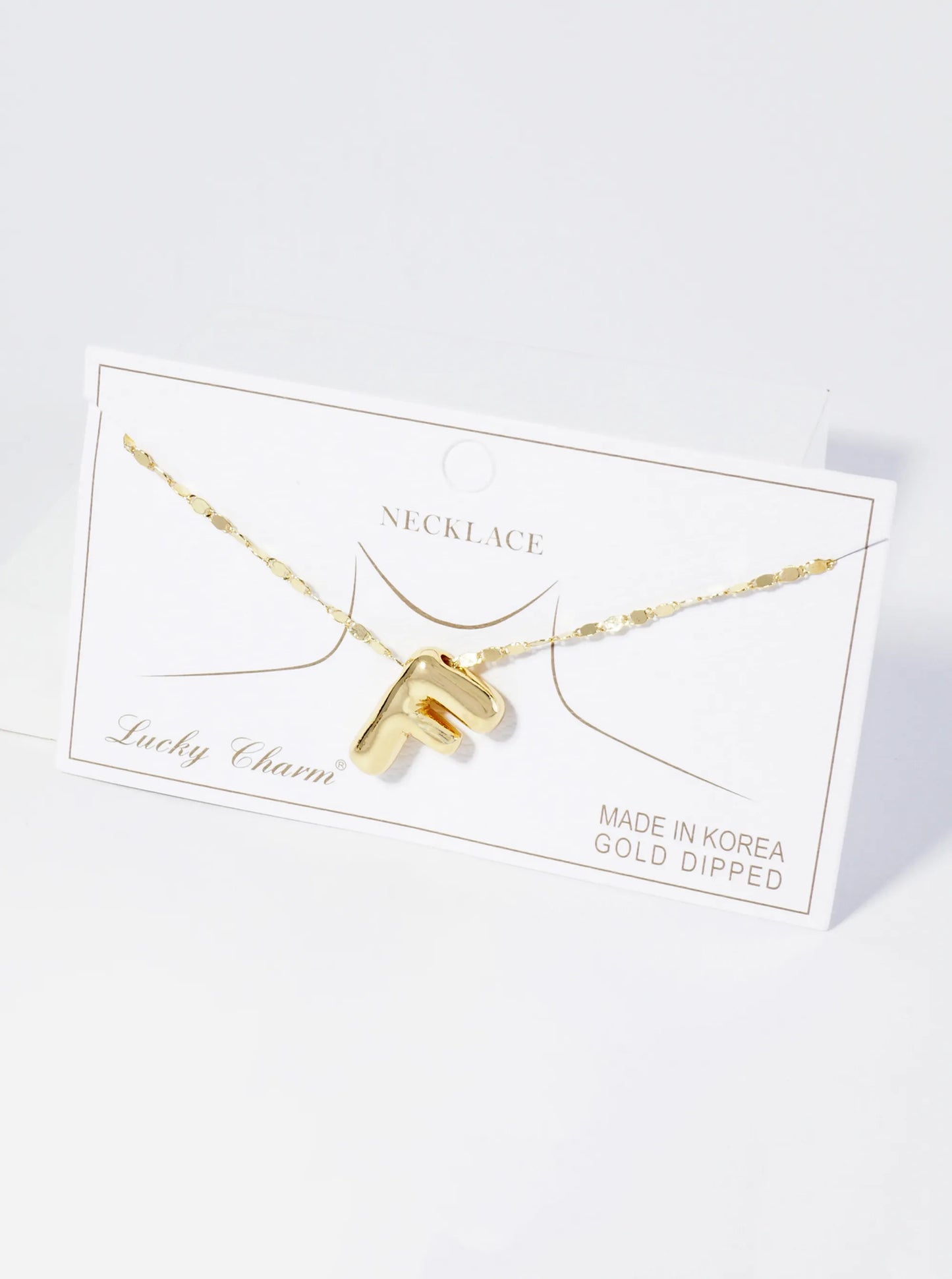 18K Gold Dipped Brass Bubble Initial Pendant Necklace