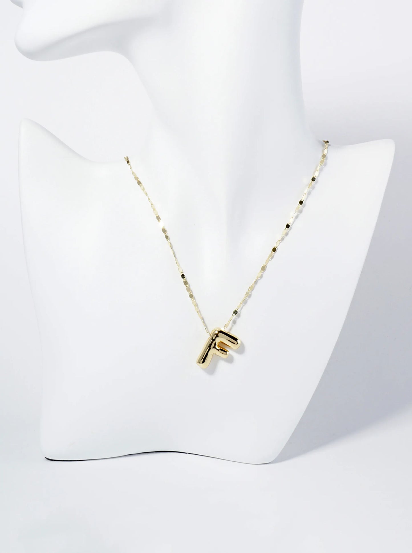 18K Gold Dipped Brass Bubble Initial Pendant Necklace