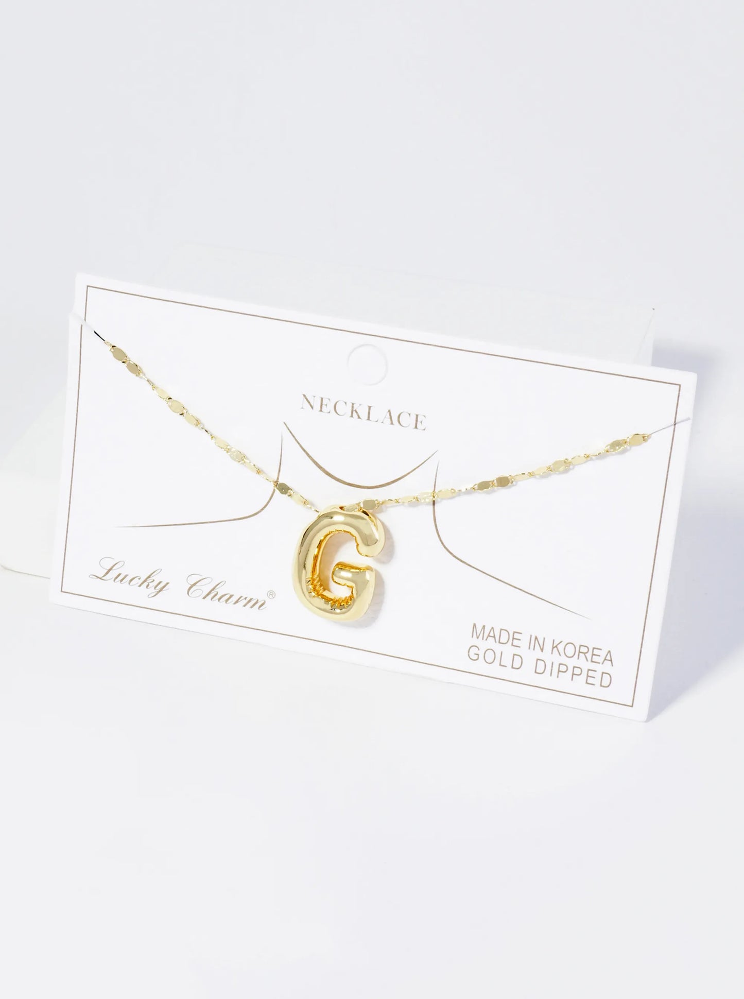 18K Gold Dipped Brass Bubble Initial Pendant Necklace