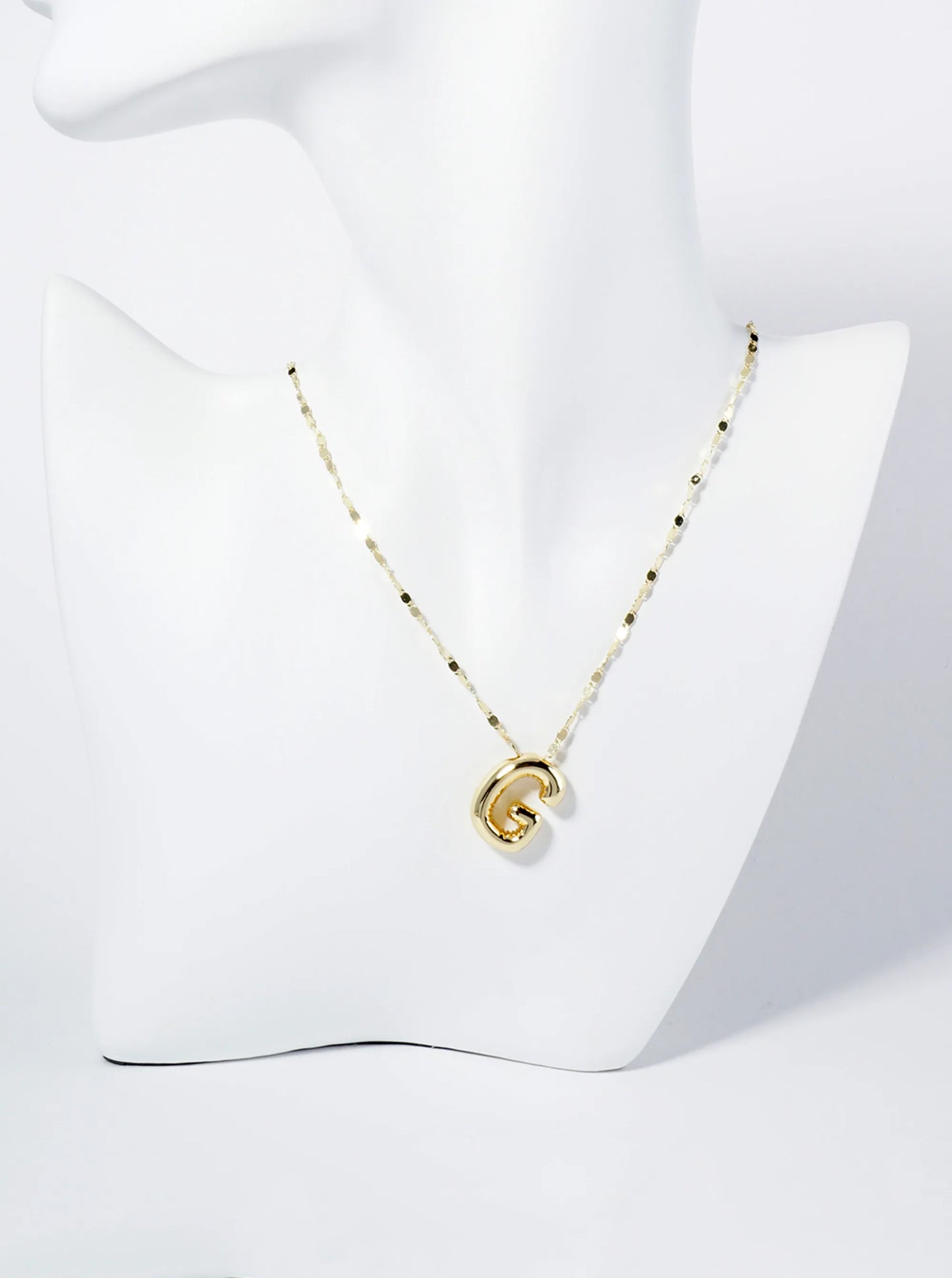 18K Gold Dipped Brass Bubble Initial Pendant Necklace
