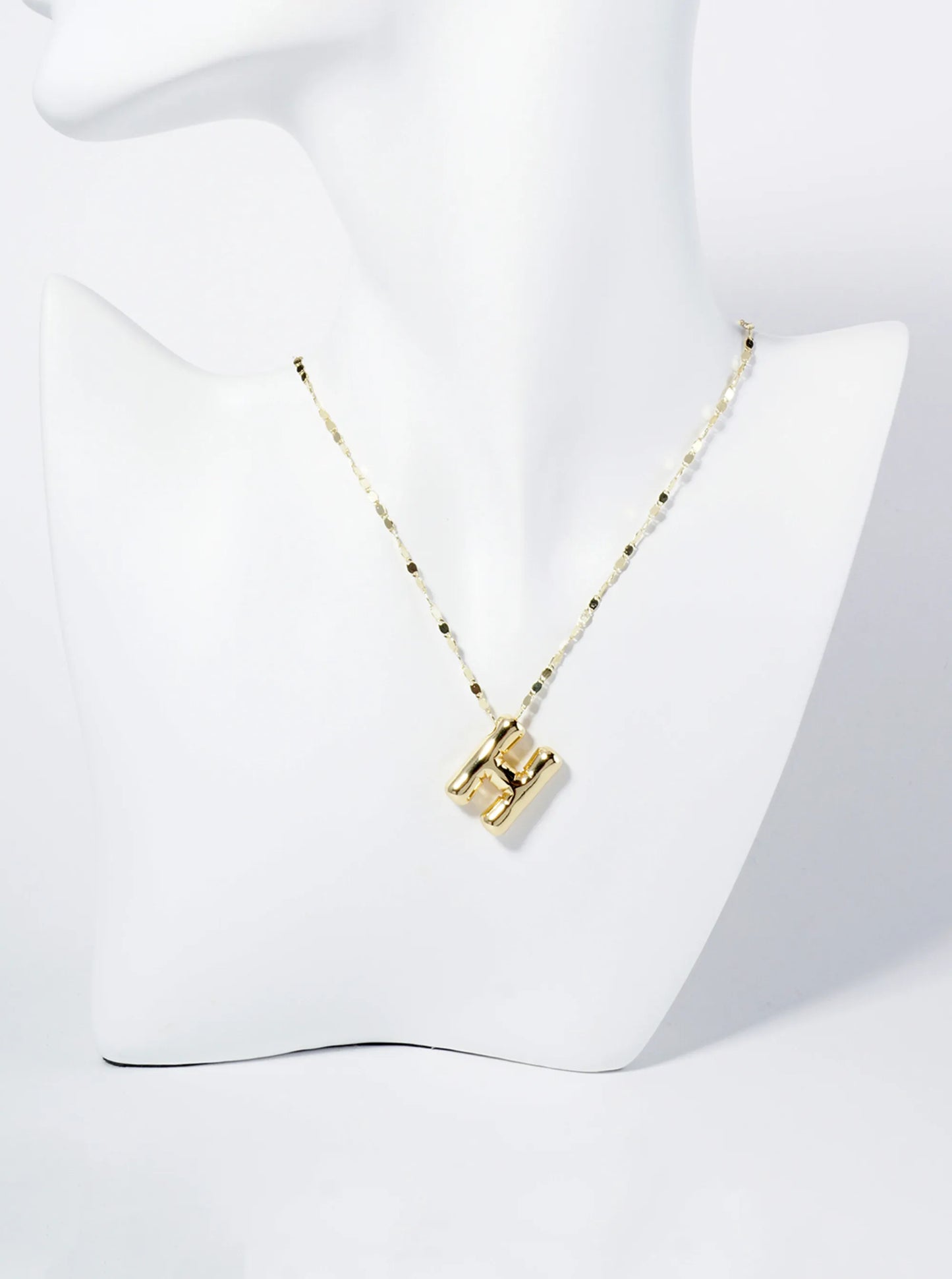 18K Gold Dipped Brass Bubble Initial Pendant Necklace