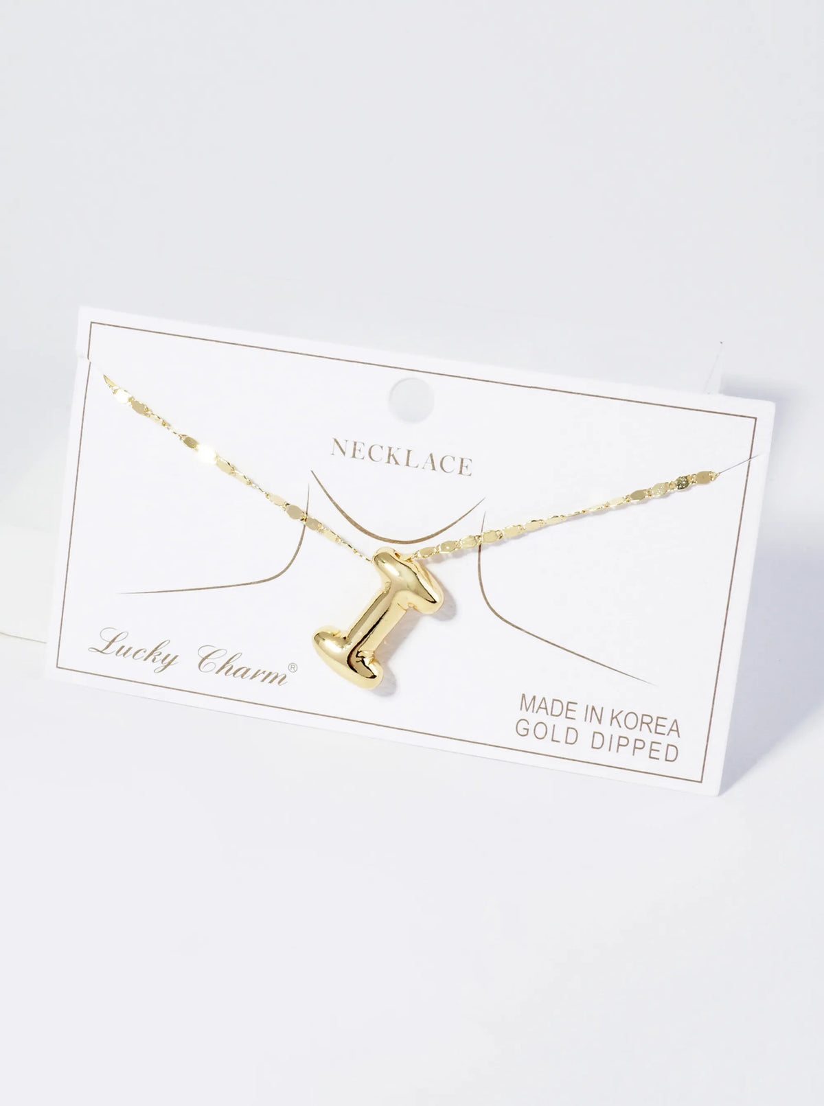 18K Gold Dipped Brass Bubble Initial Pendant Necklace