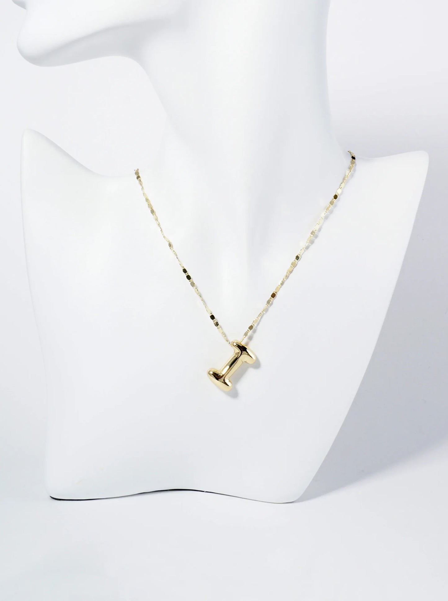 18K Gold Dipped Brass Bubble Initial Pendant Necklace