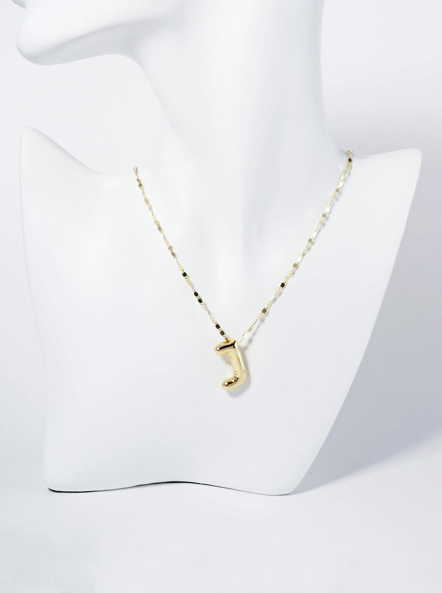18K Gold Dipped Brass Bubble Initial Pendant Necklace