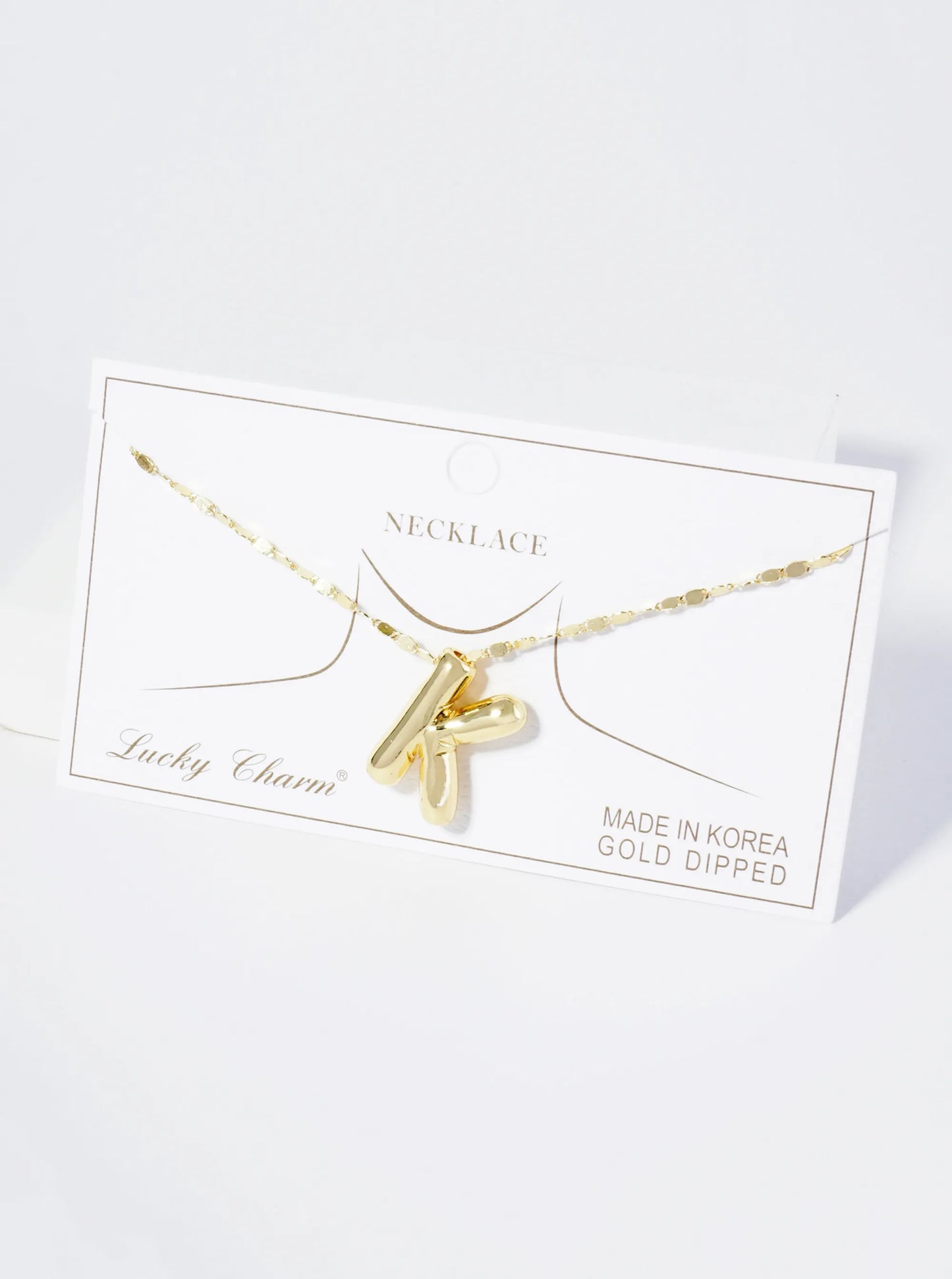 18K Gold Dipped Brass Bubble Initial Pendant Necklace