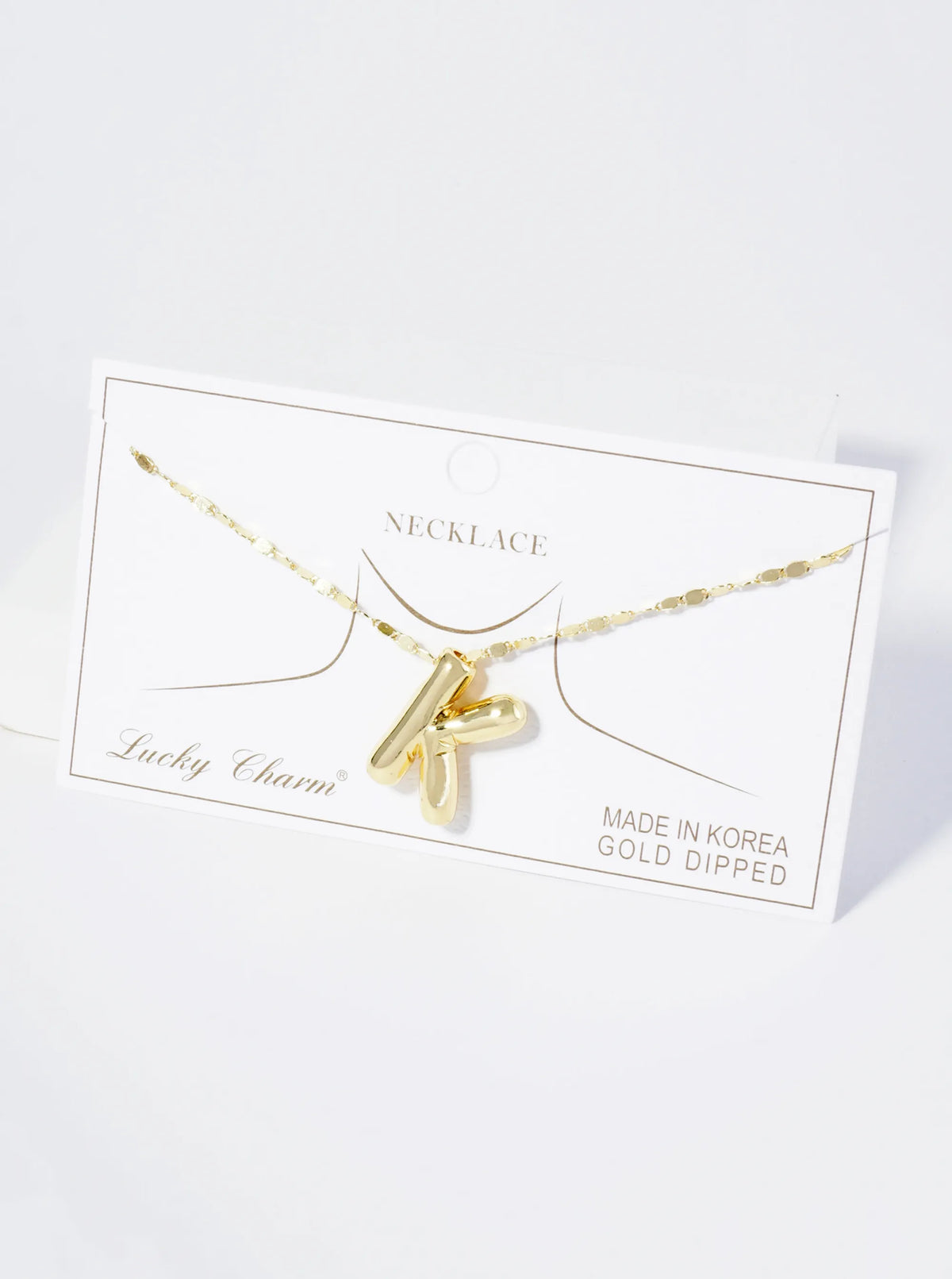 18K Gold Dipped Brass Bubble Initial Pendant Necklace