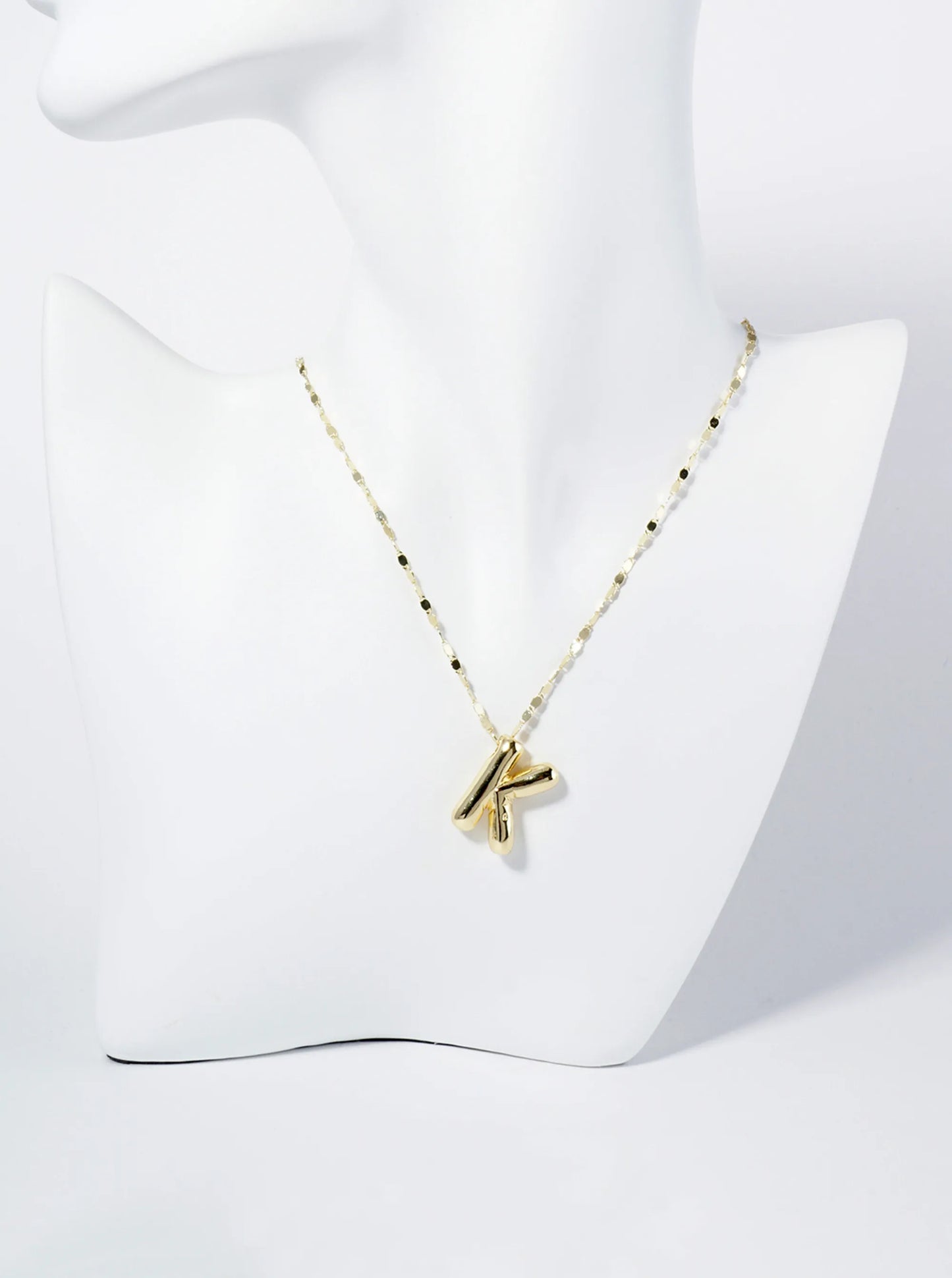 18K Gold Dipped Brass Bubble Initial Pendant Necklace