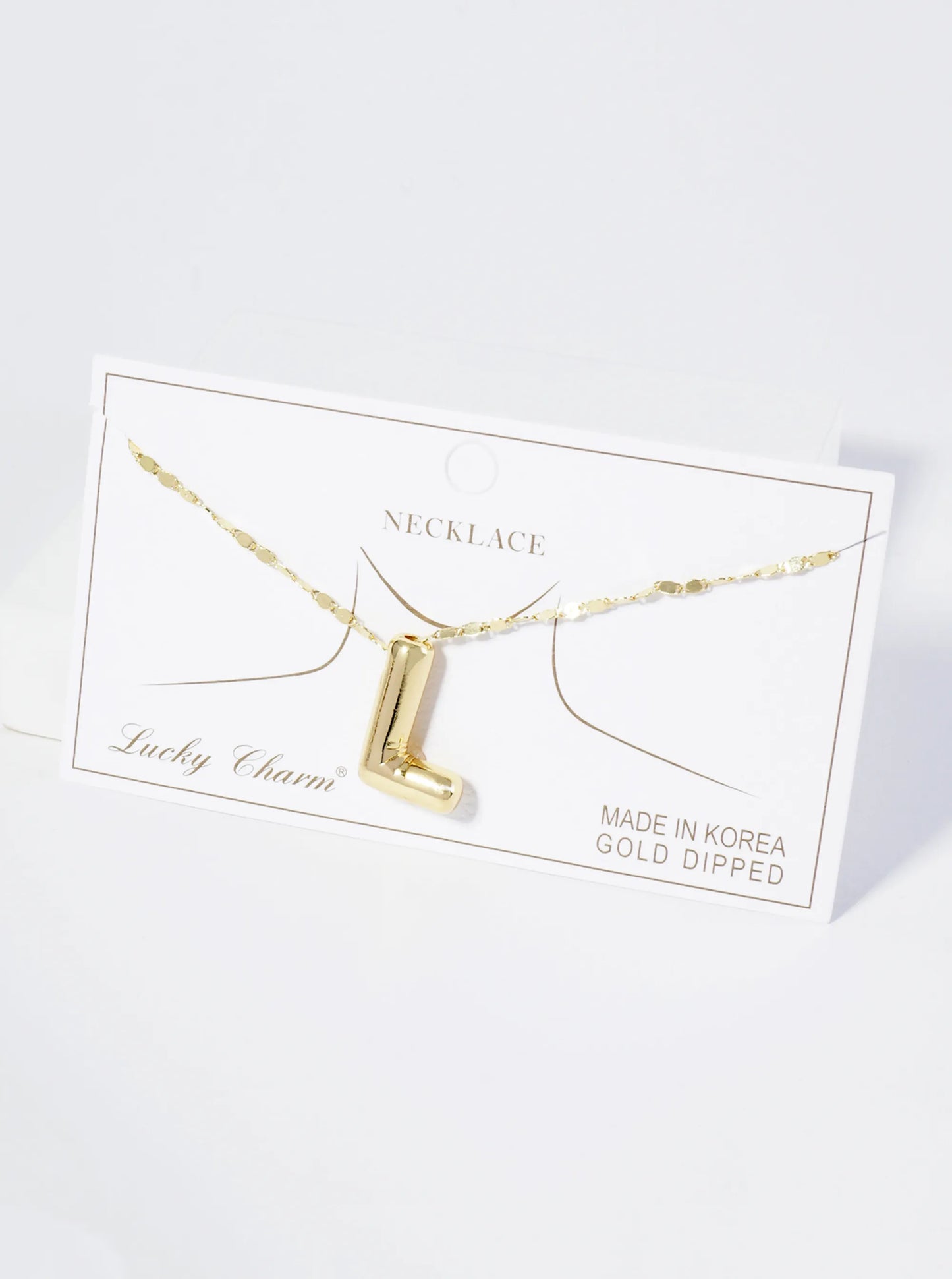 18K Gold Dipped Brass Bubble Initial Pendant Necklace